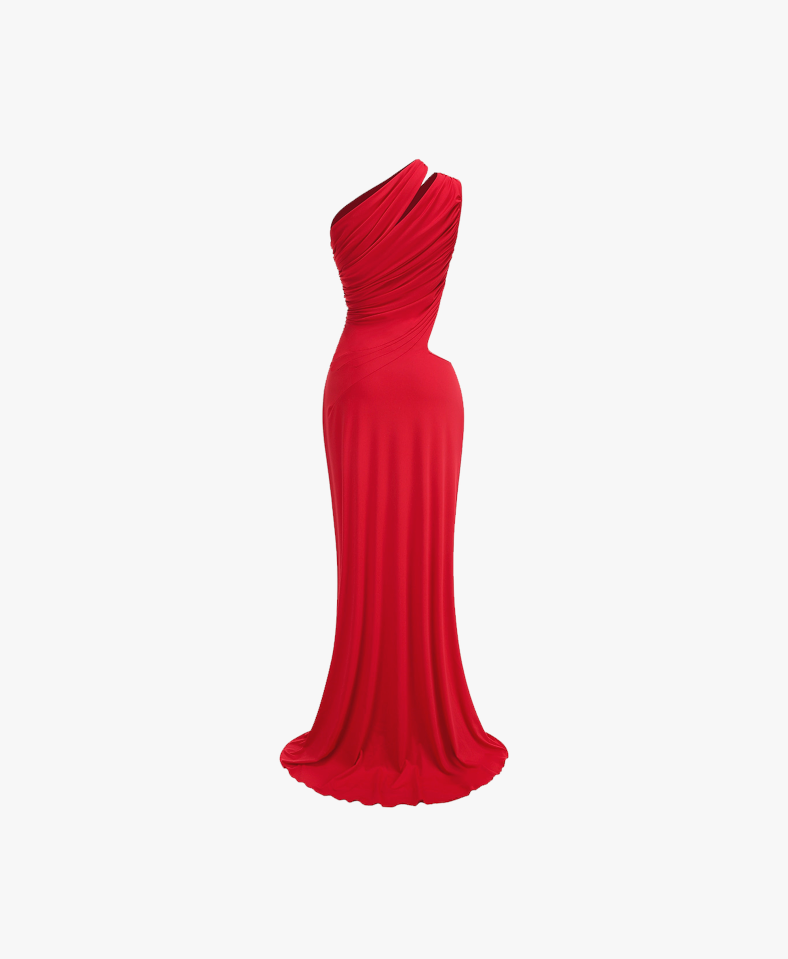 Red Jersey One Sleeve Draped Dress made by Daniele Morena