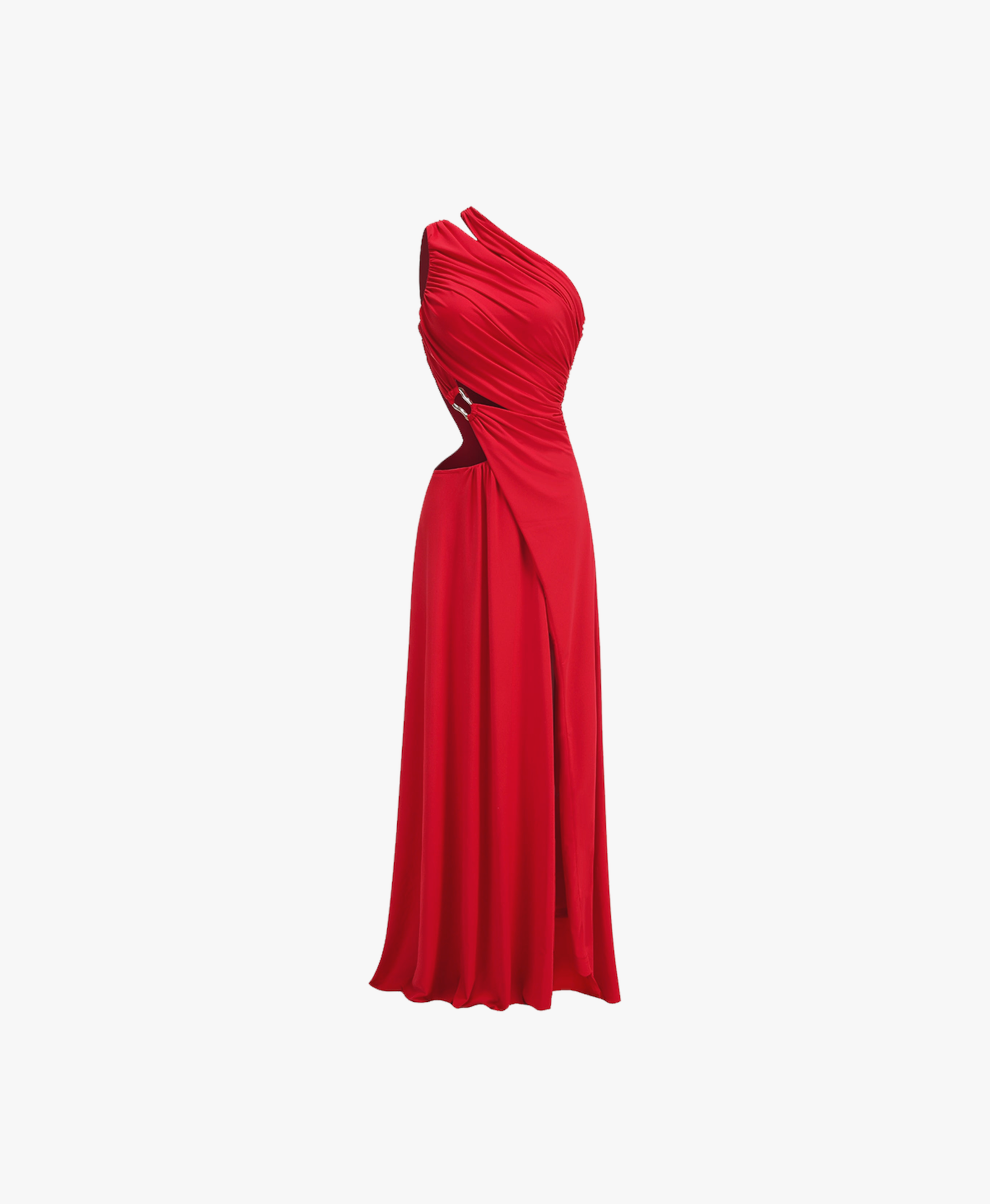 Red Jersey One Sleeve Draped Dress made by Daniele Morena