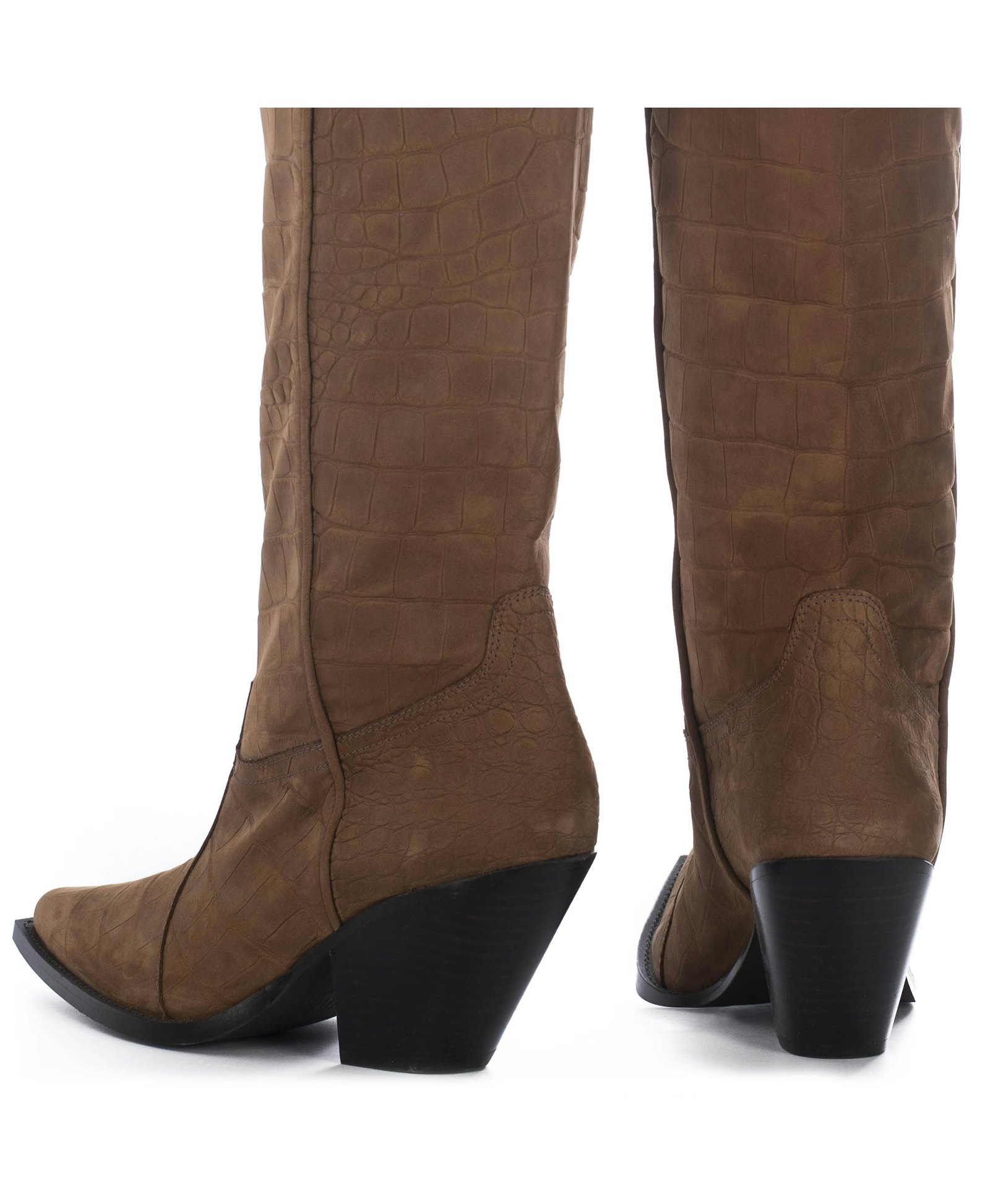 BISCOTTO MOCK CROC NOBUK TALL BOOTS made by Toral