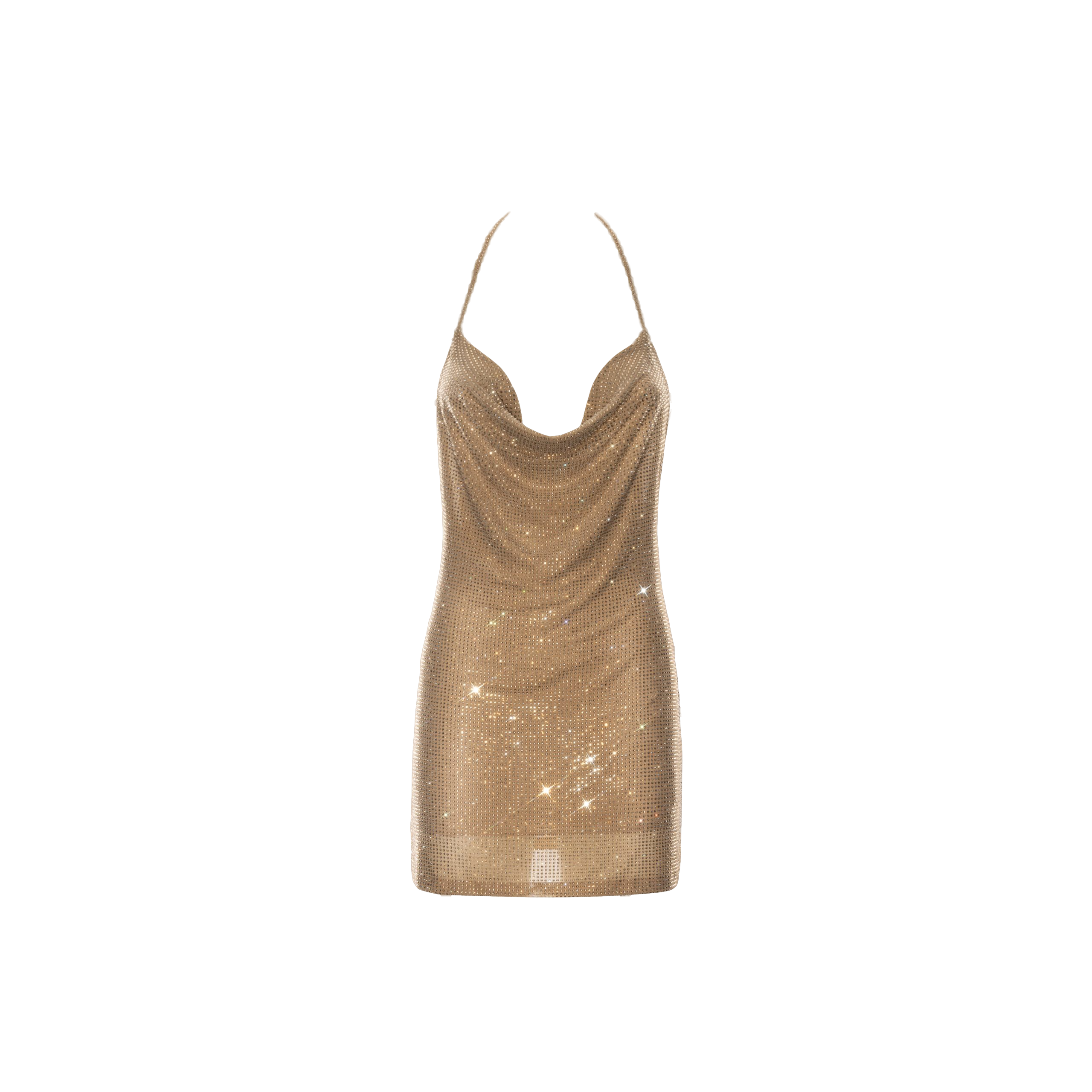 Daniele Morena Nude Crystals Mesh Mini Dress In Gold