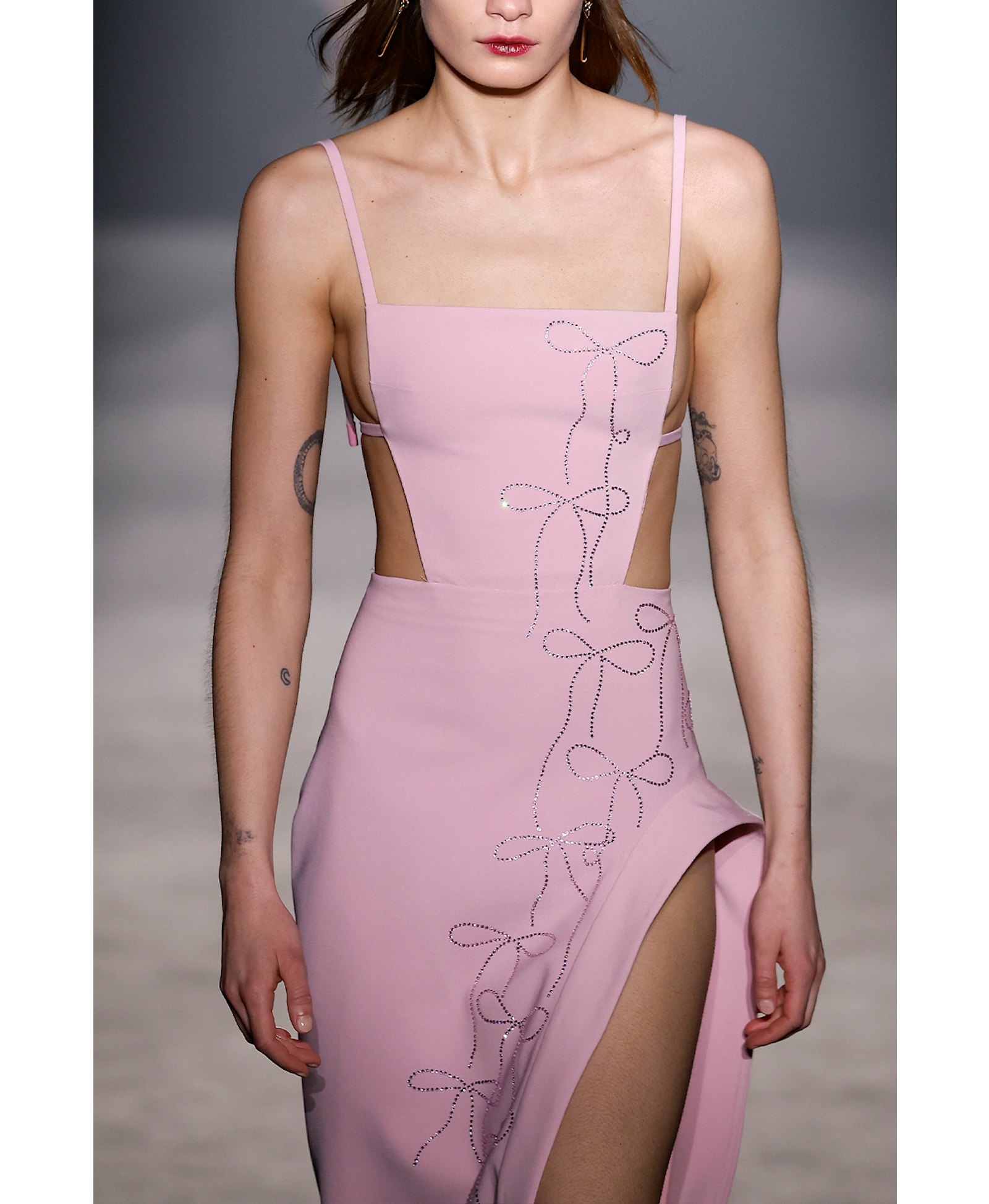 Crystal pink bow dress made by Compte Spain