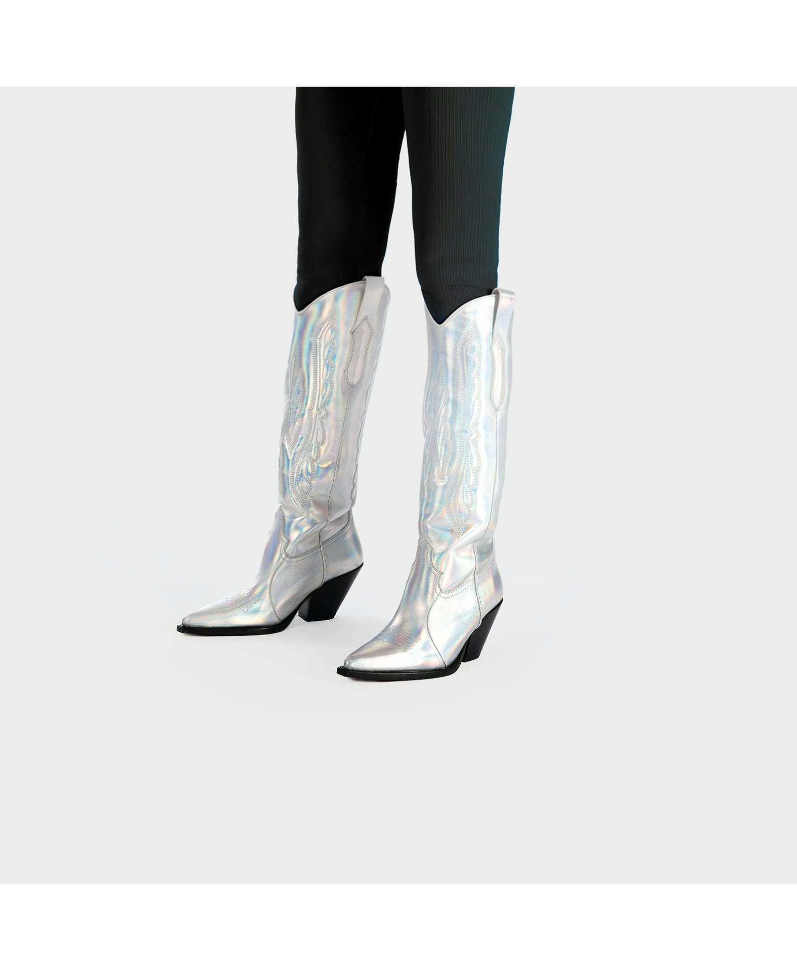 SONIC SILVER TORAL KNEE-HIGH LEATHER BOOTS in Silver made by Toral