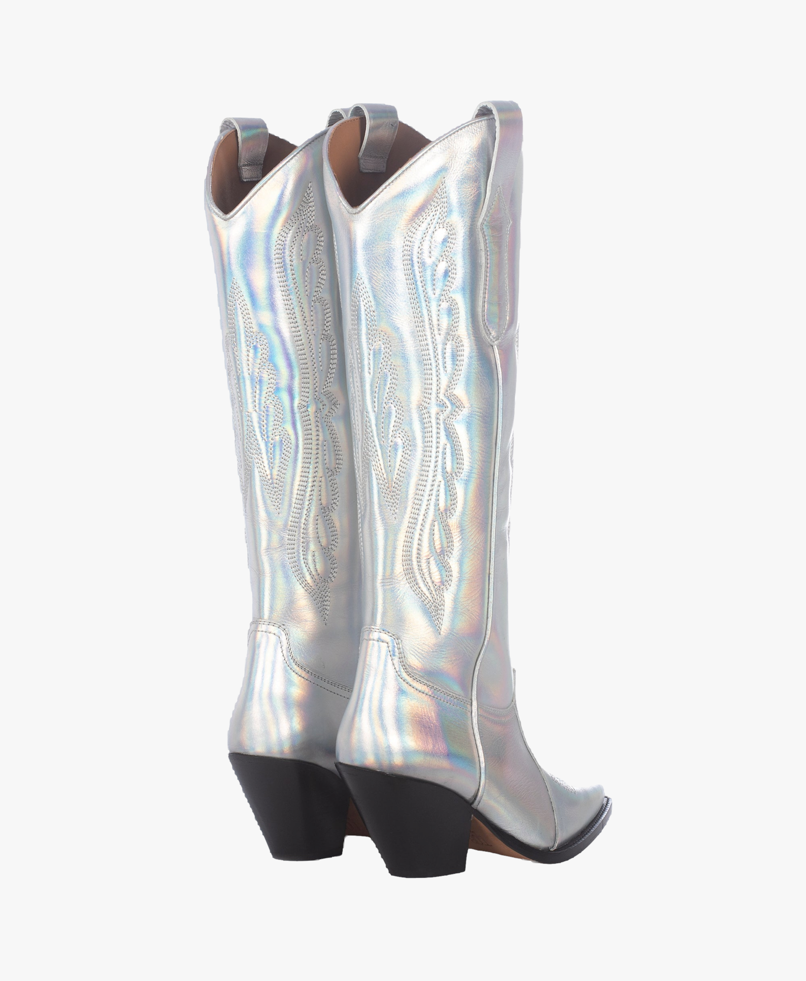 SONIC SILVER TORAL KNEE-HIGH LEATHER BOOTS in Silver made by Toral