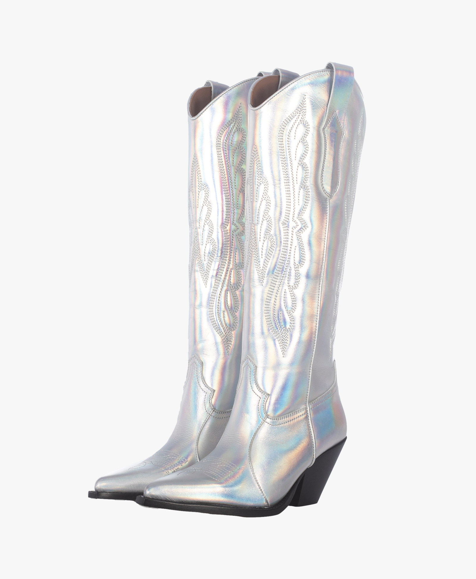 SONIC SILVER TORAL KNEE-HIGH LEATHER BOOTS in Silver made by Toral