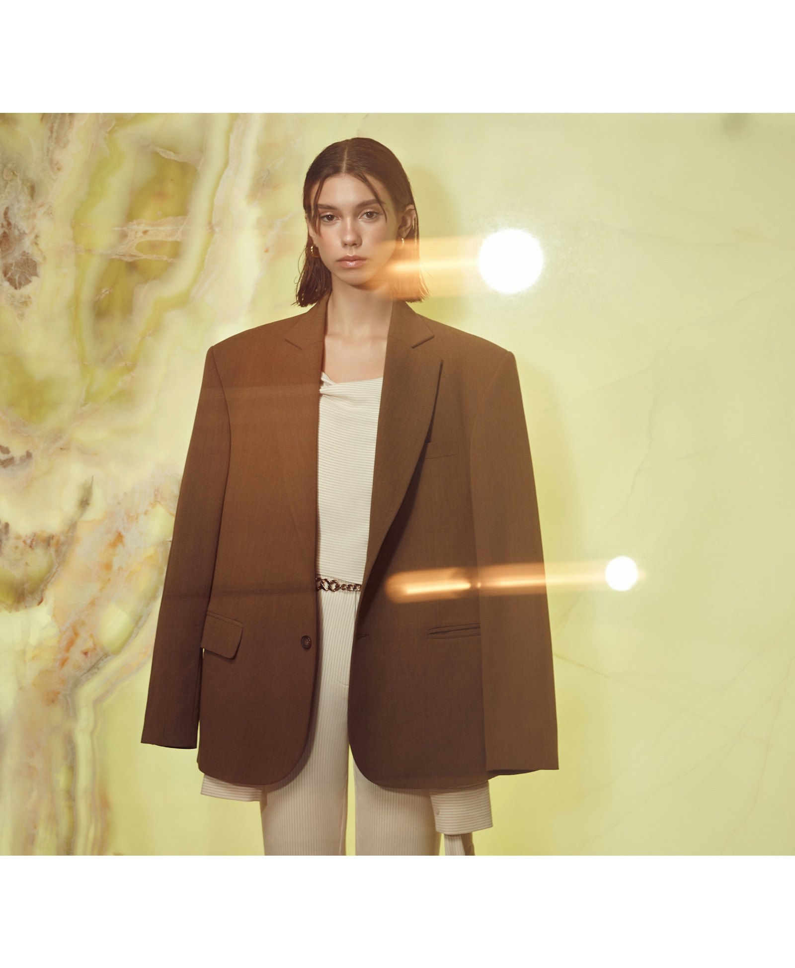 Boxy Oversize Blazer in Khaki made by Nazli Ceren