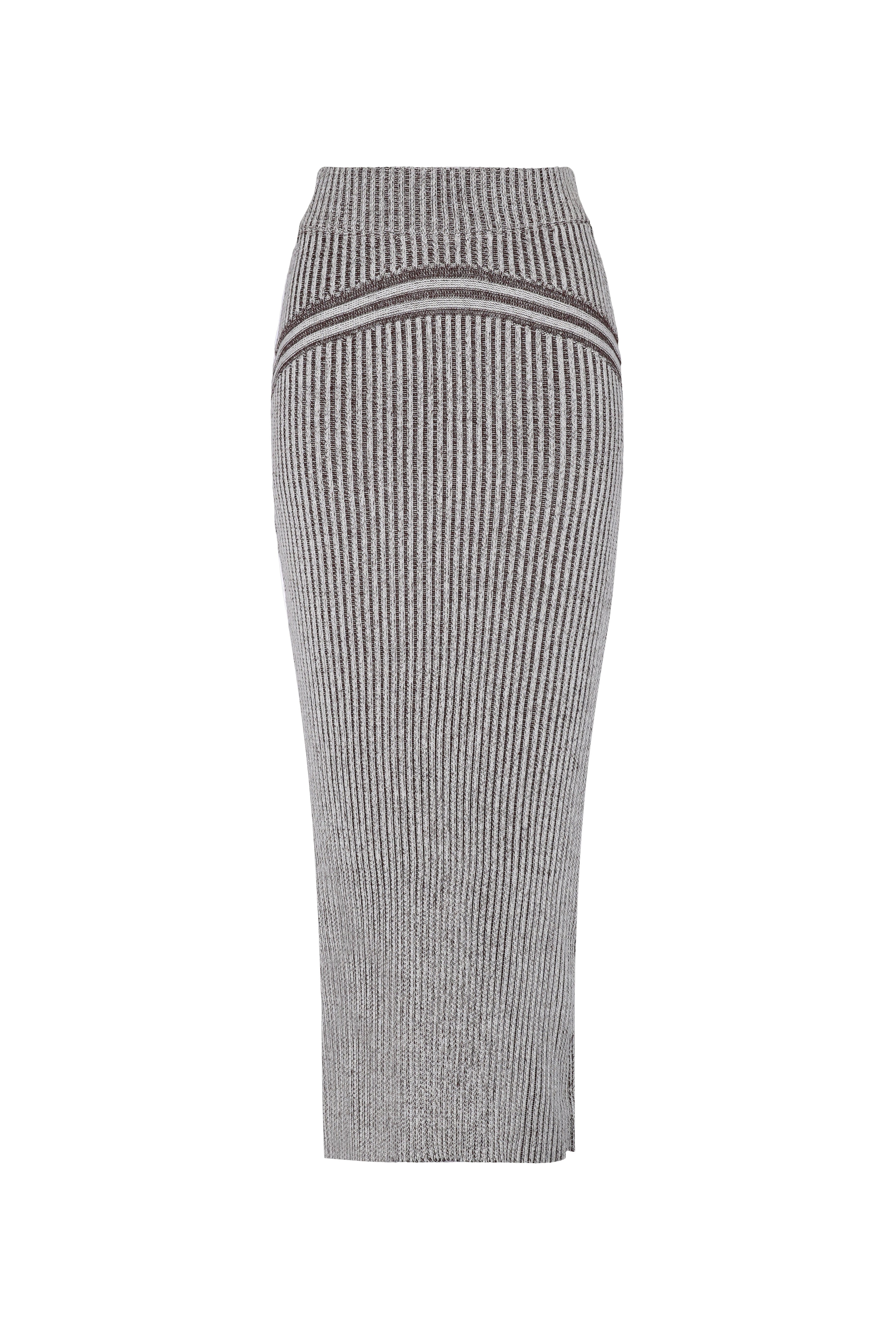 Shop Peregrina Corriente Skirt Ivory Brown In Stone Grey