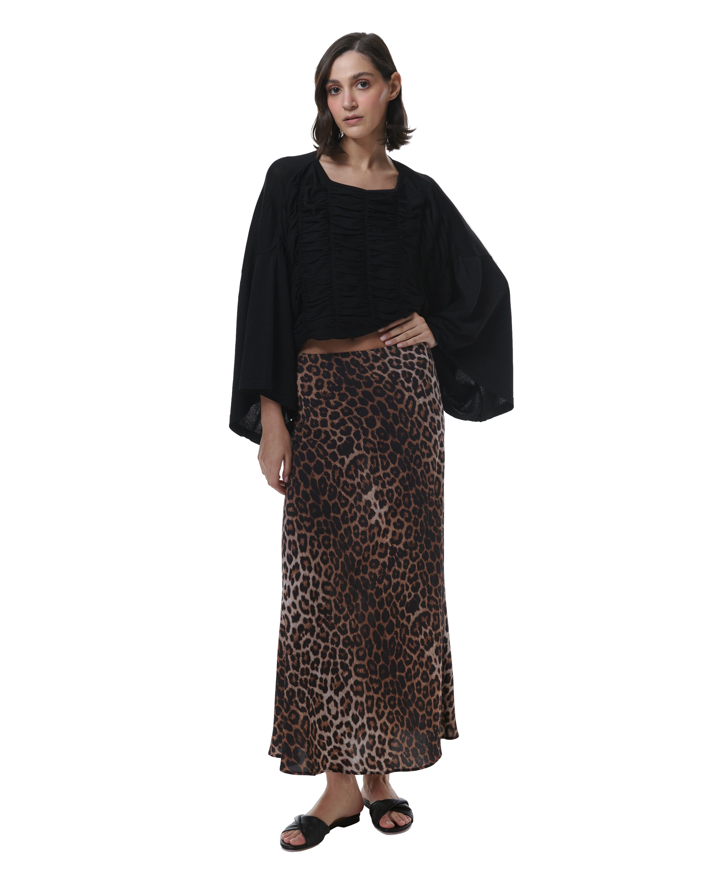 Shop Theo The Label Kores Leopard Skirt In Brown