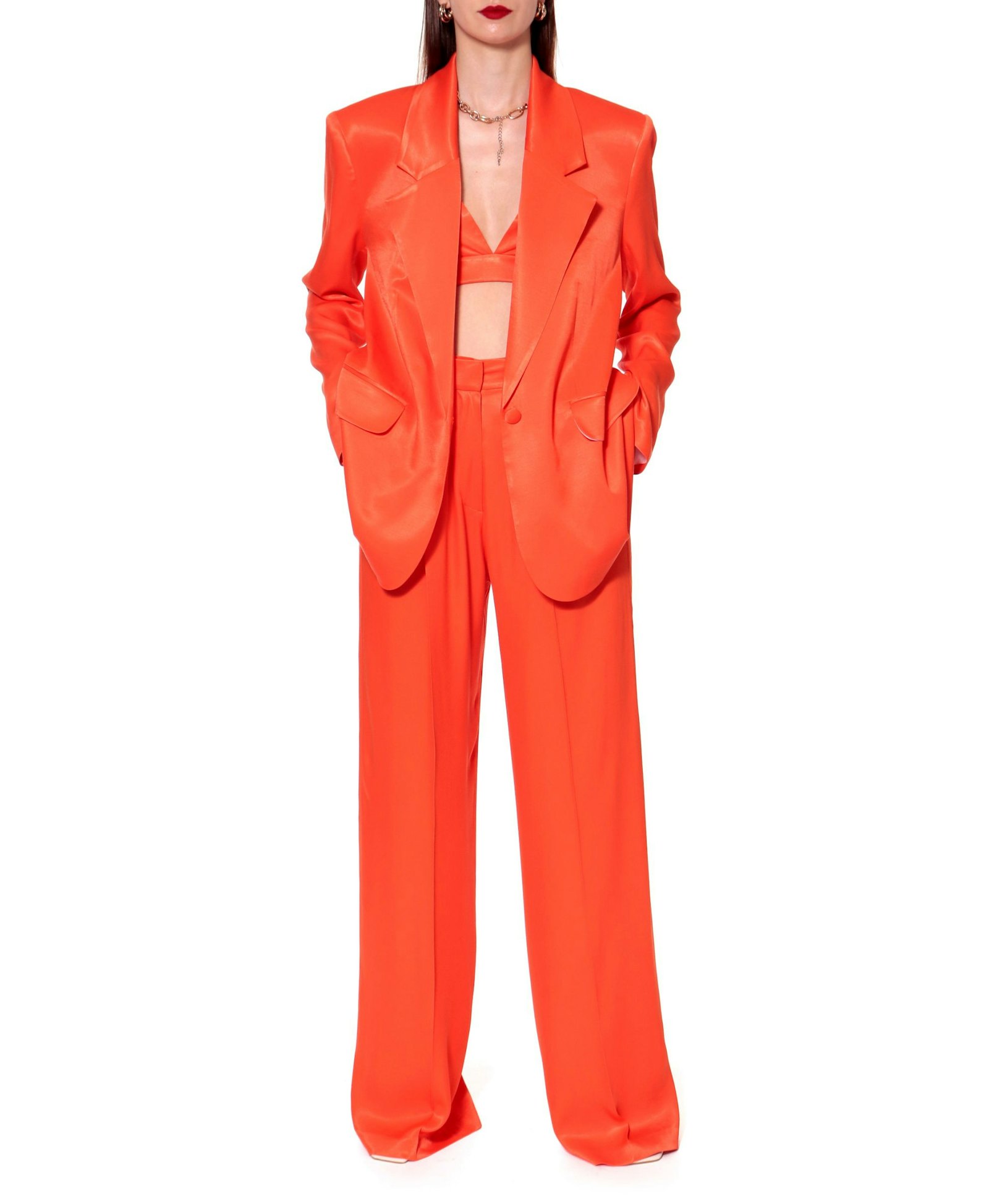 Blazer Bellamy Satin Nasturtium in Orange made by HALEWSKI