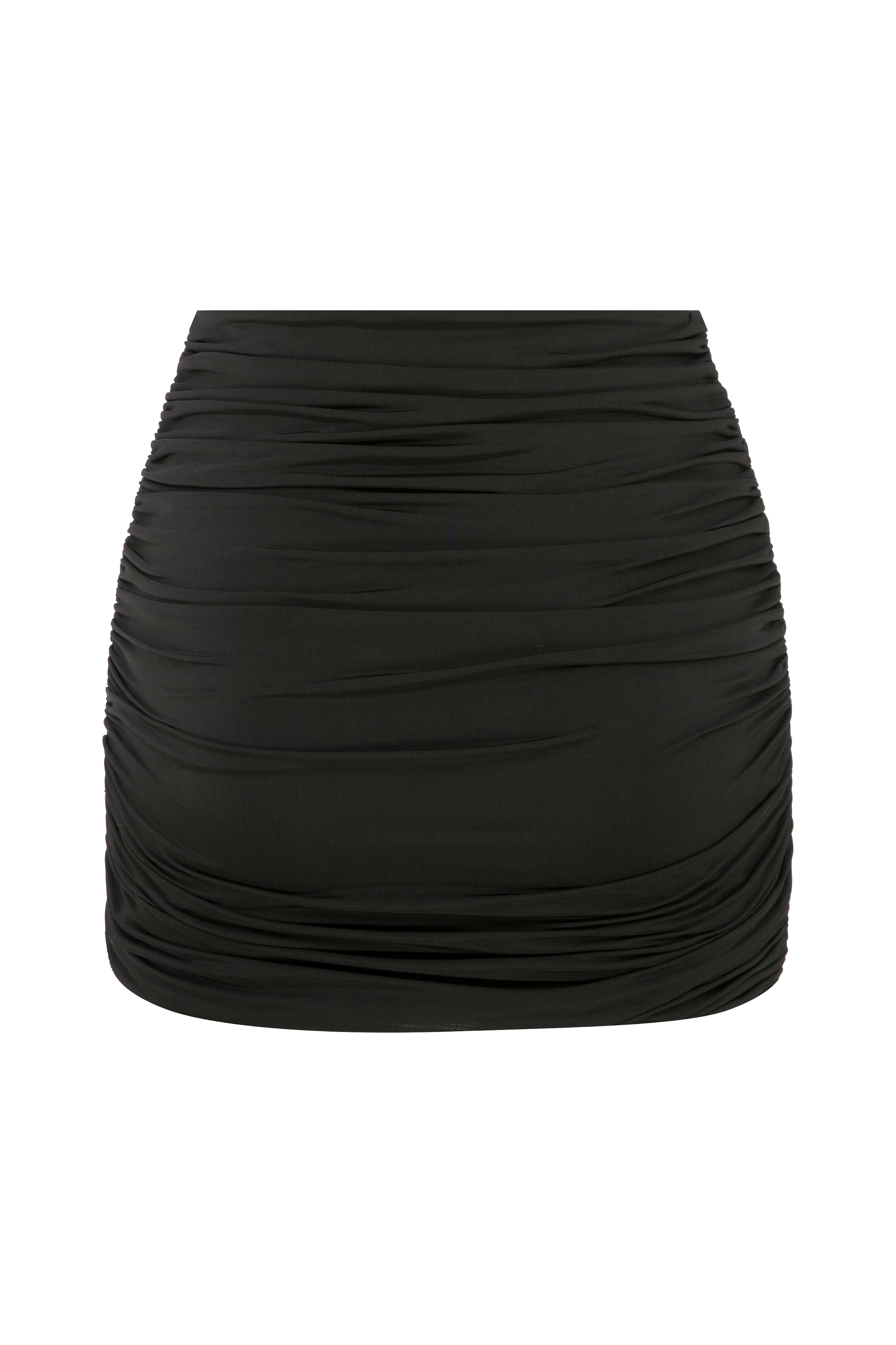 Shop Nazli Ceren Micha Jersey Asymmetric Mini Skirt In Black