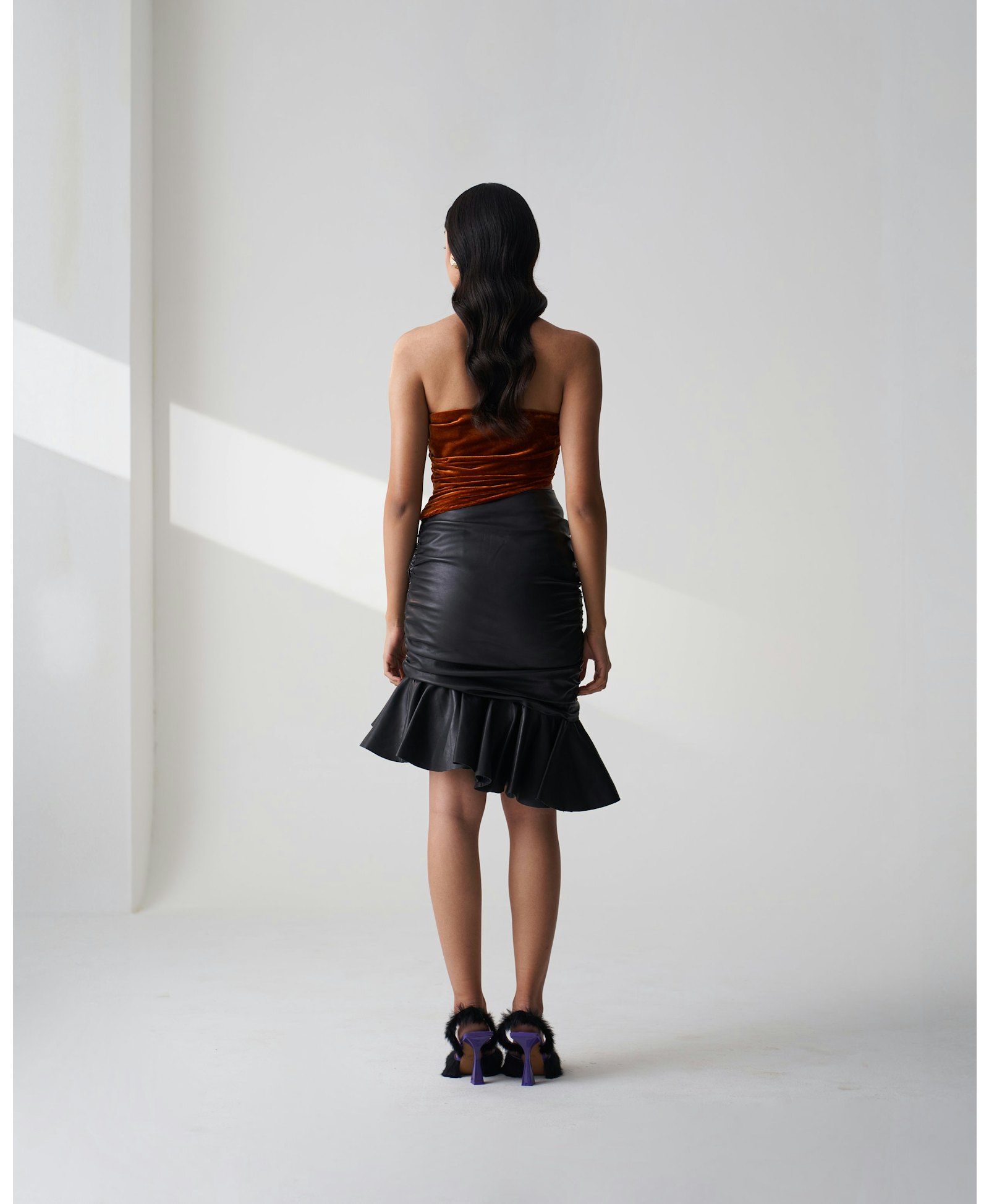 Velvet Draped Bustier made by Szabo Sihag