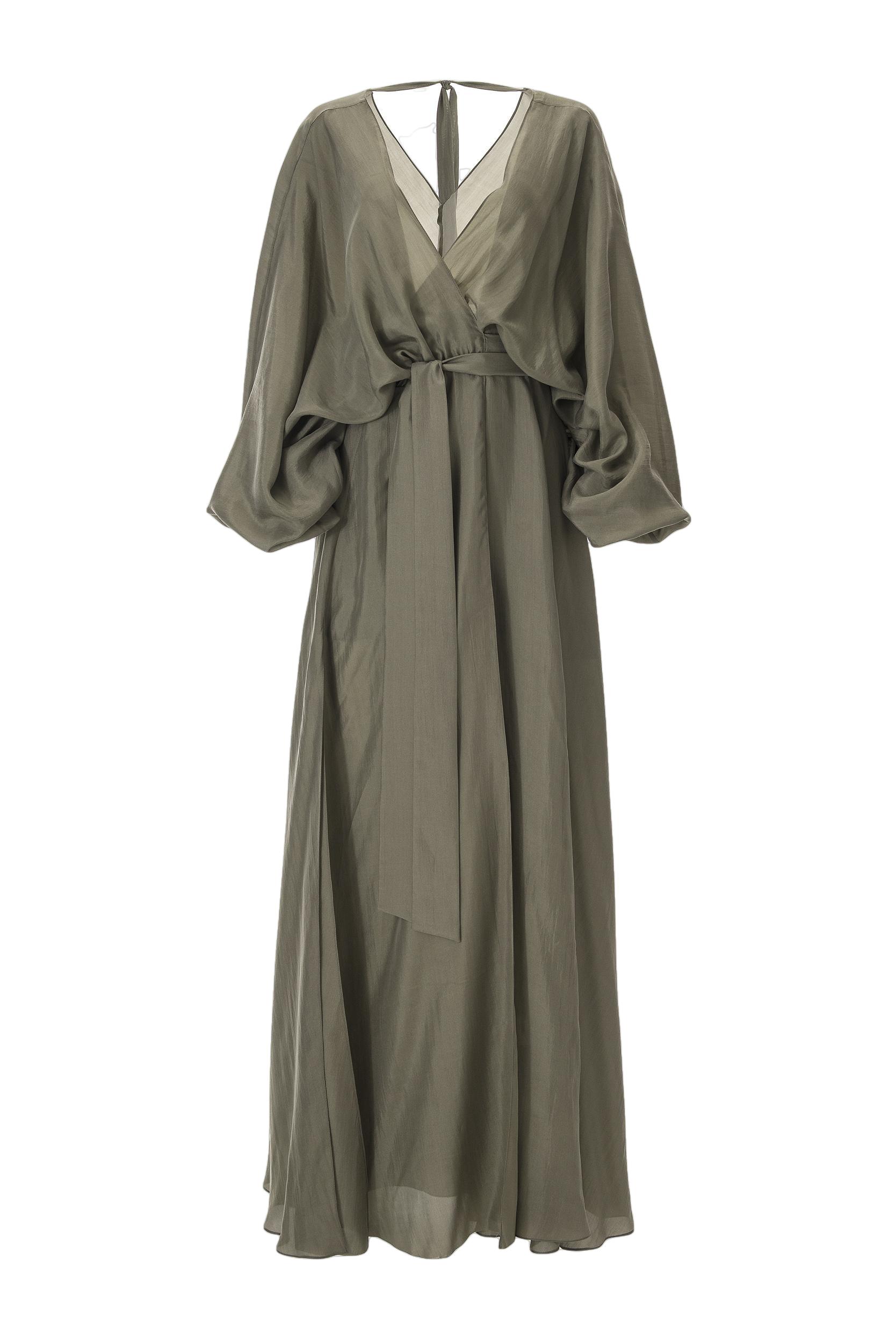 Lita Couture Pure Silk Wrap Dress In Olive