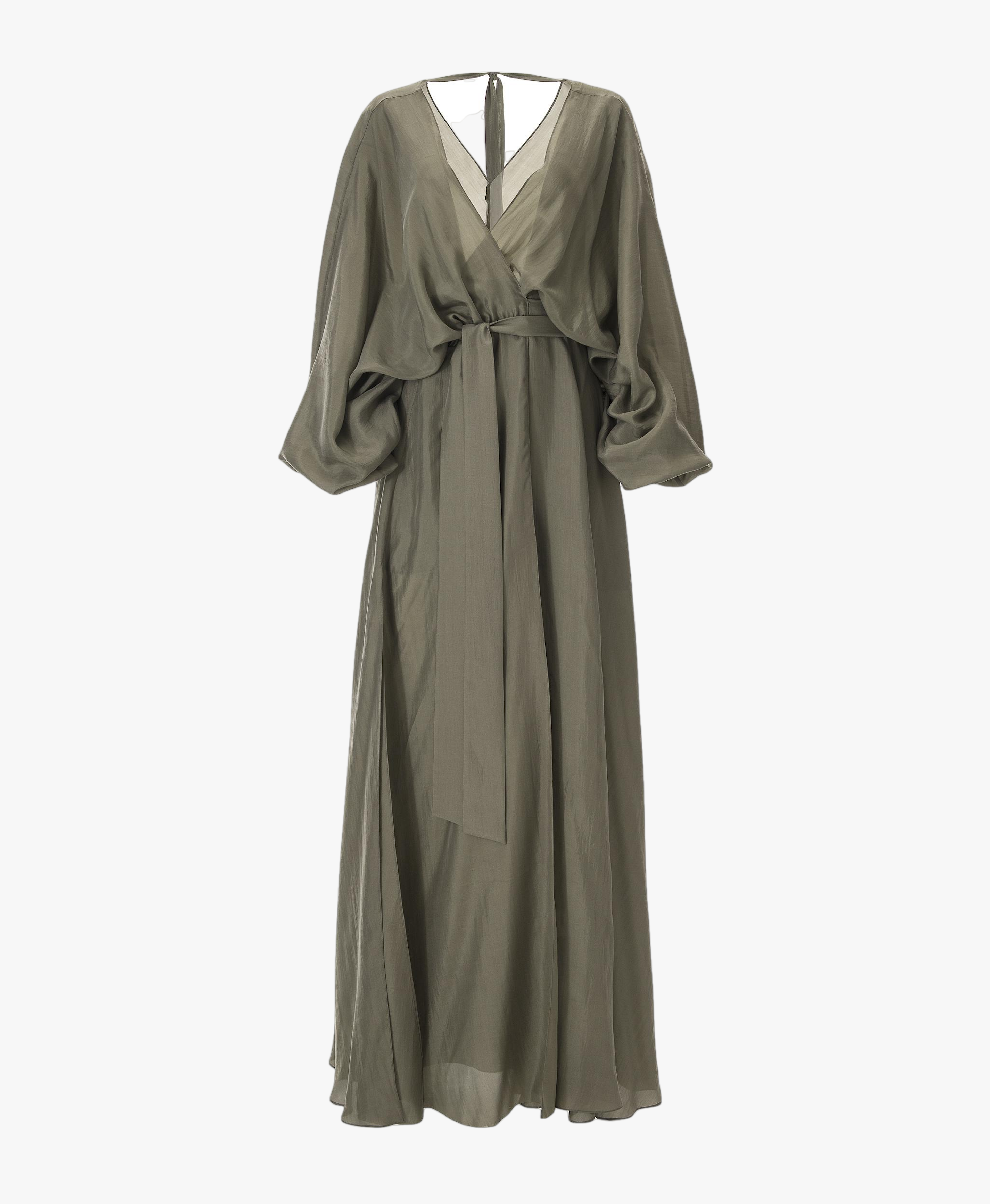 Grey silk 2025 wrap dress