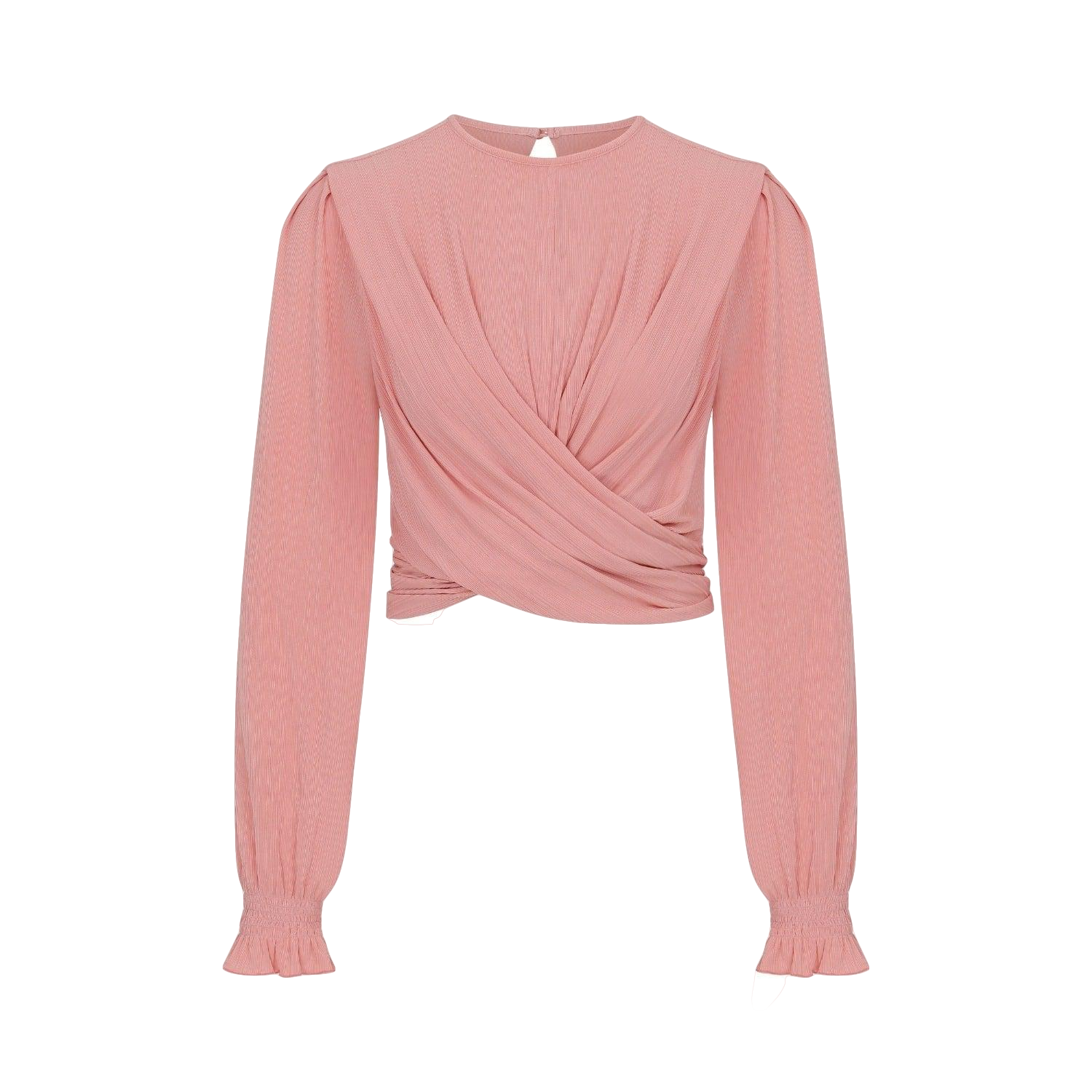 Nazli Ceren Orvell Knitted Draped Top In Soft Pink