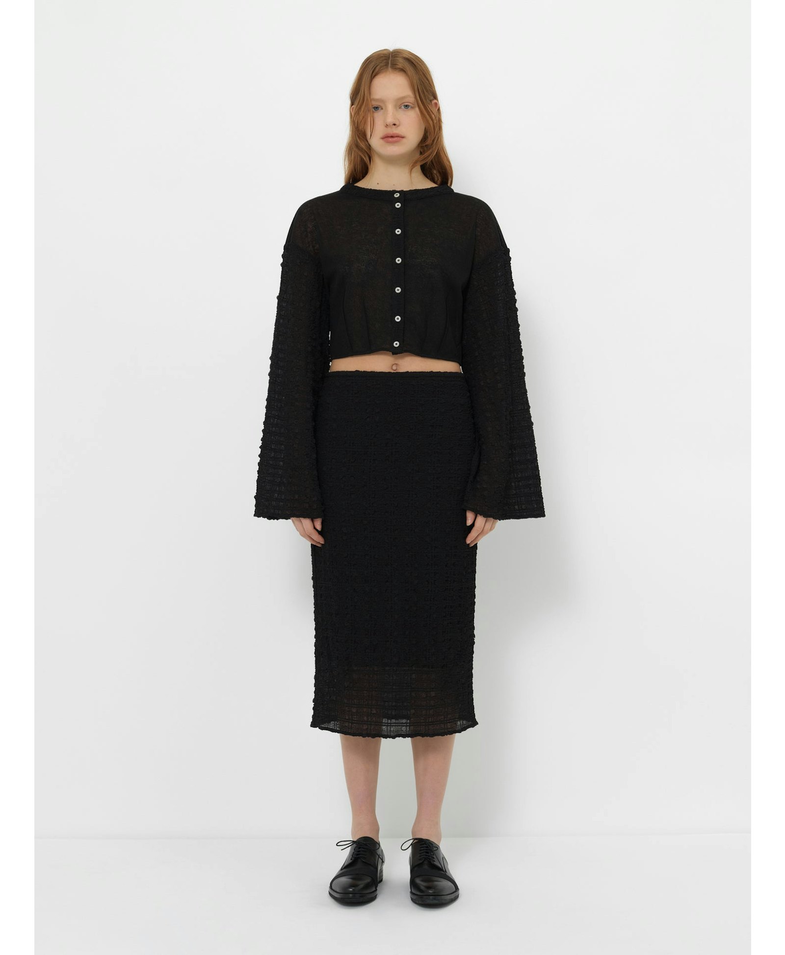 TEXTURED MIDI SKIRT made by YIBRI