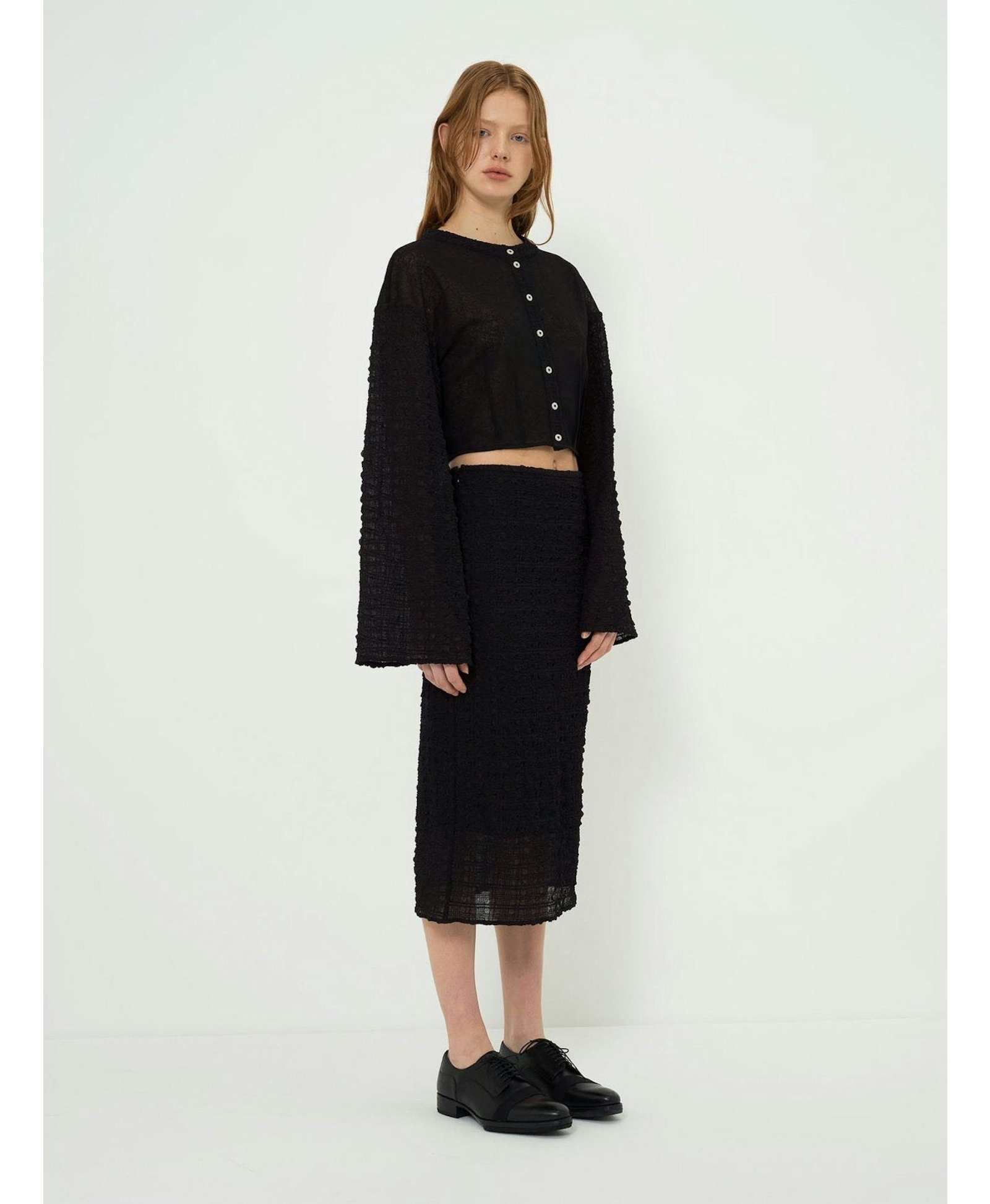 TEXTURED MIDI SKIRT made by YIBRI