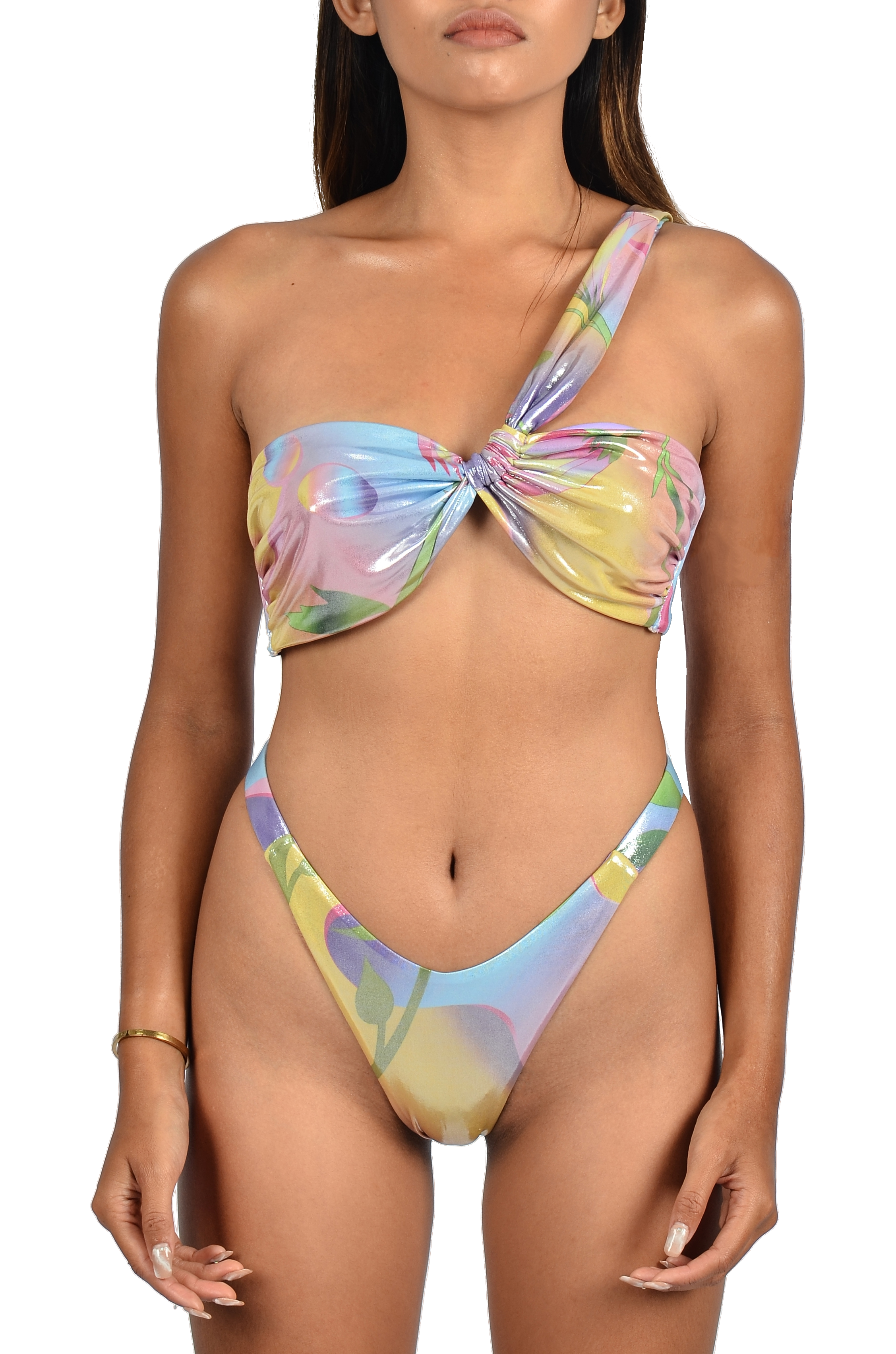 Oceanus Swimwear Suki One Shoulder Slip On Multi