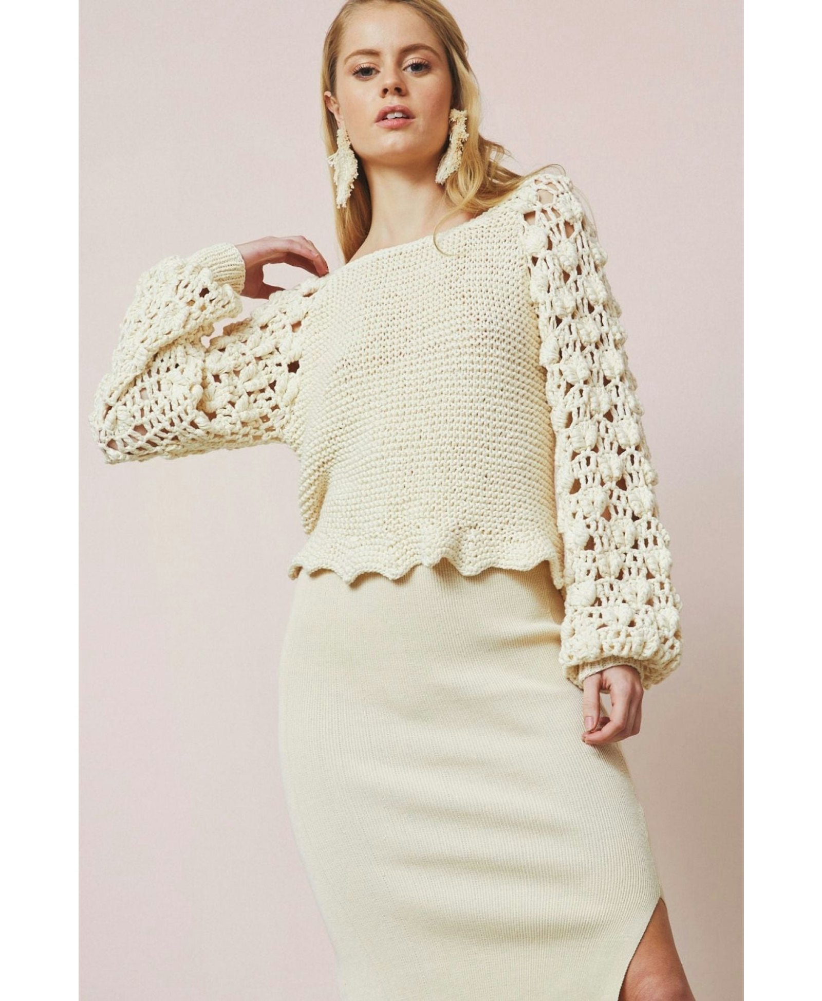 CLARA sweater in White made by AYNI