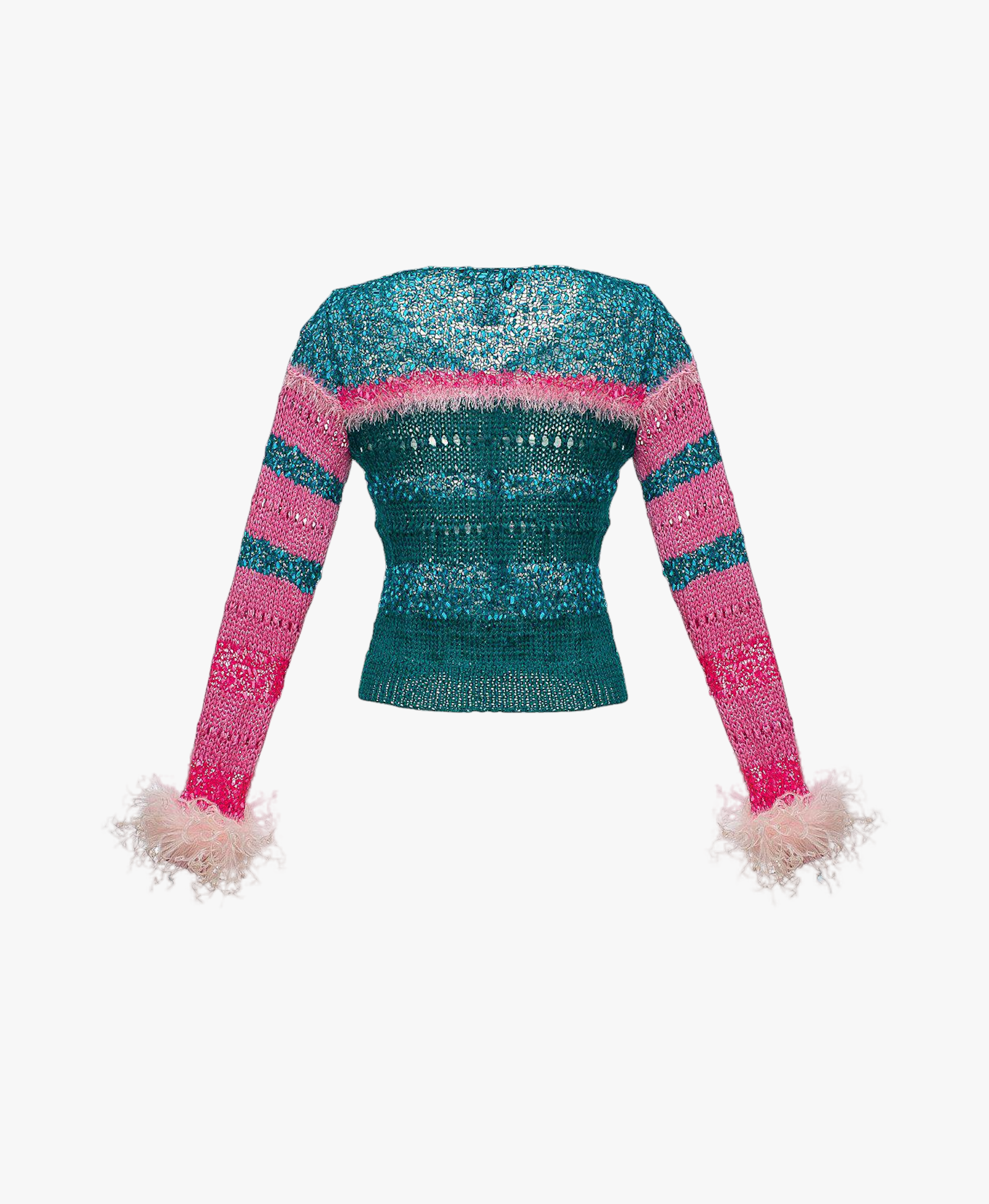 California Sundown Handmade Knit Sweater With Feathers made by ANDREEVA