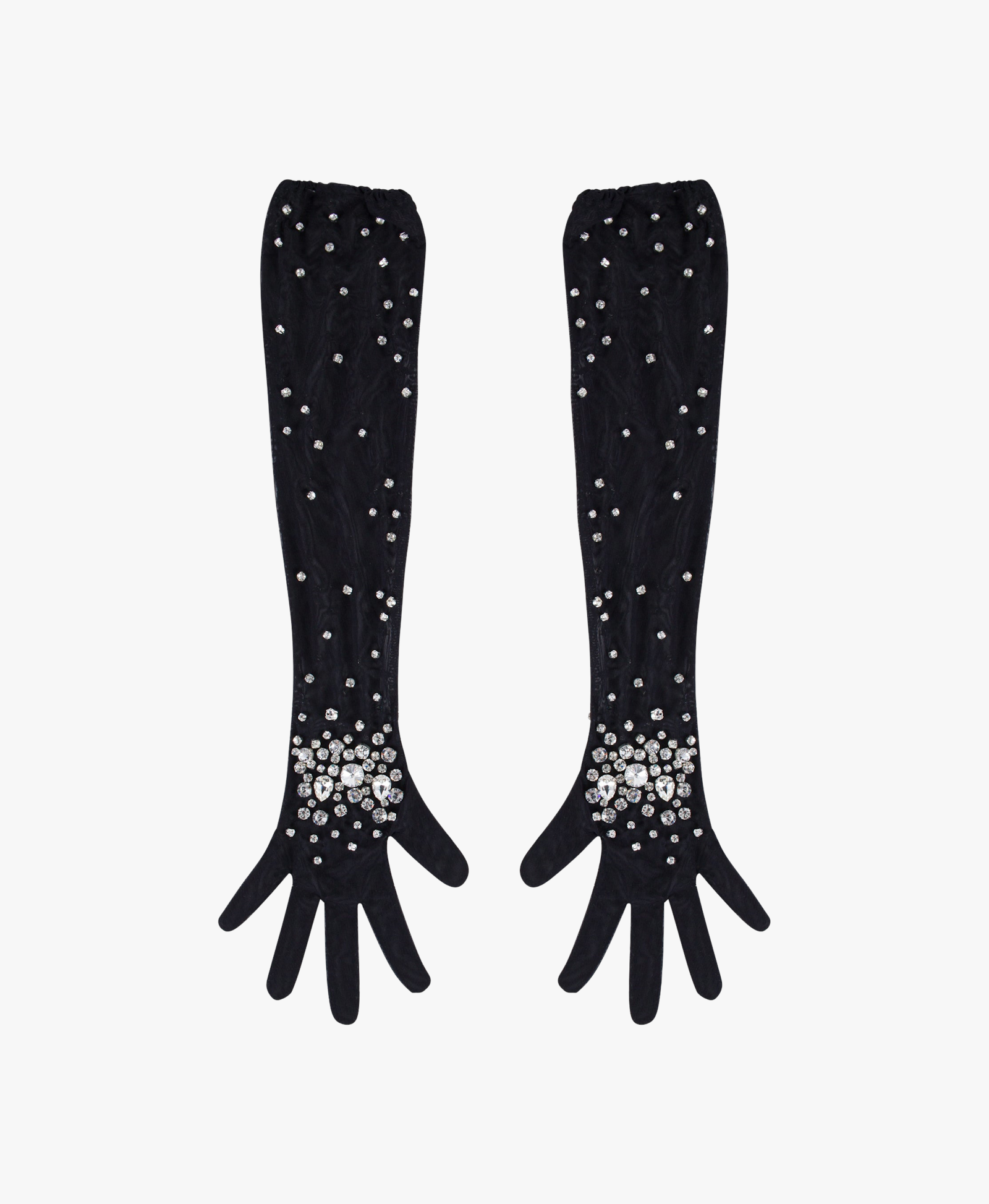 Long Crystal Tulle Gloves made by ONORI
