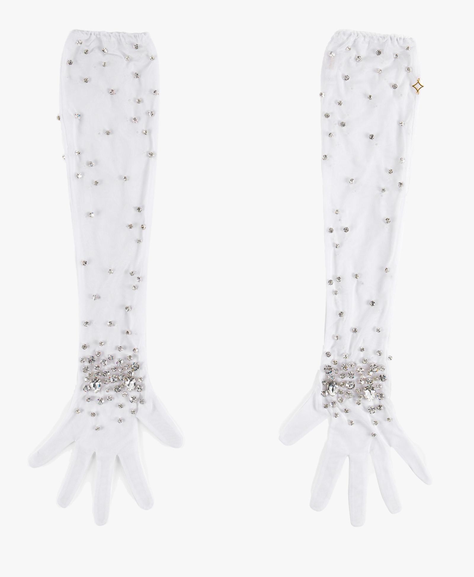 Long Crystal Tulle Gloves made by ONORI