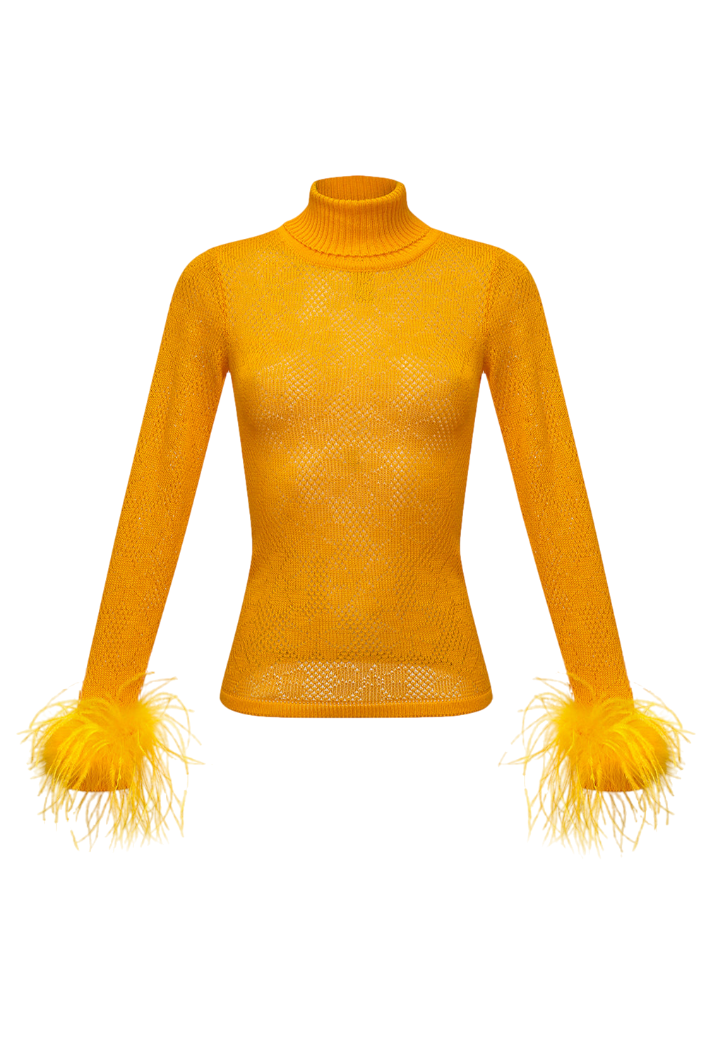 ANDREEVA YELLOW KNIT TURTLENECK WITH HANDMADE KNIT DETAILS