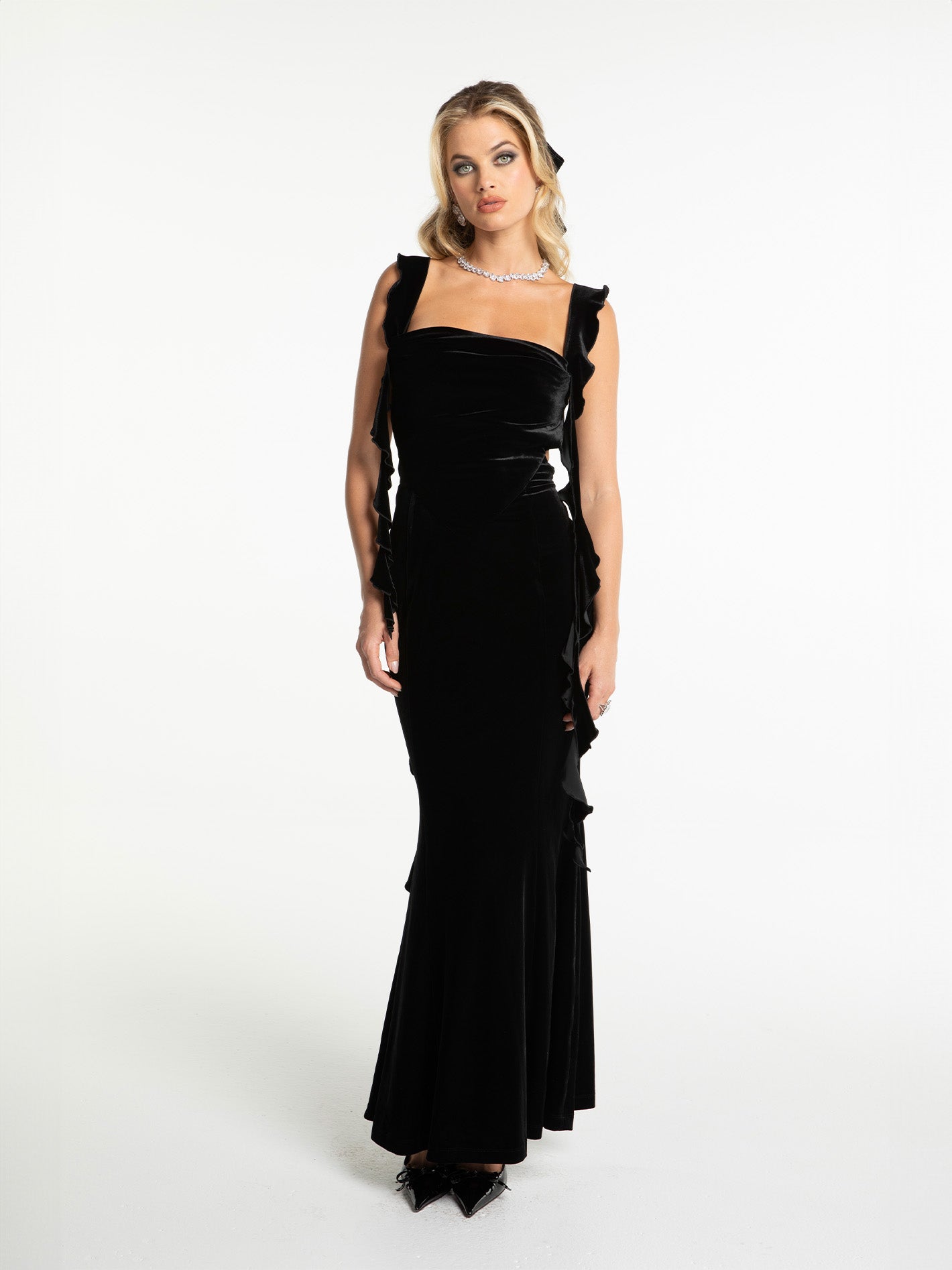 Shop Nana Jacqueline Caroline Velvet Dress (black)