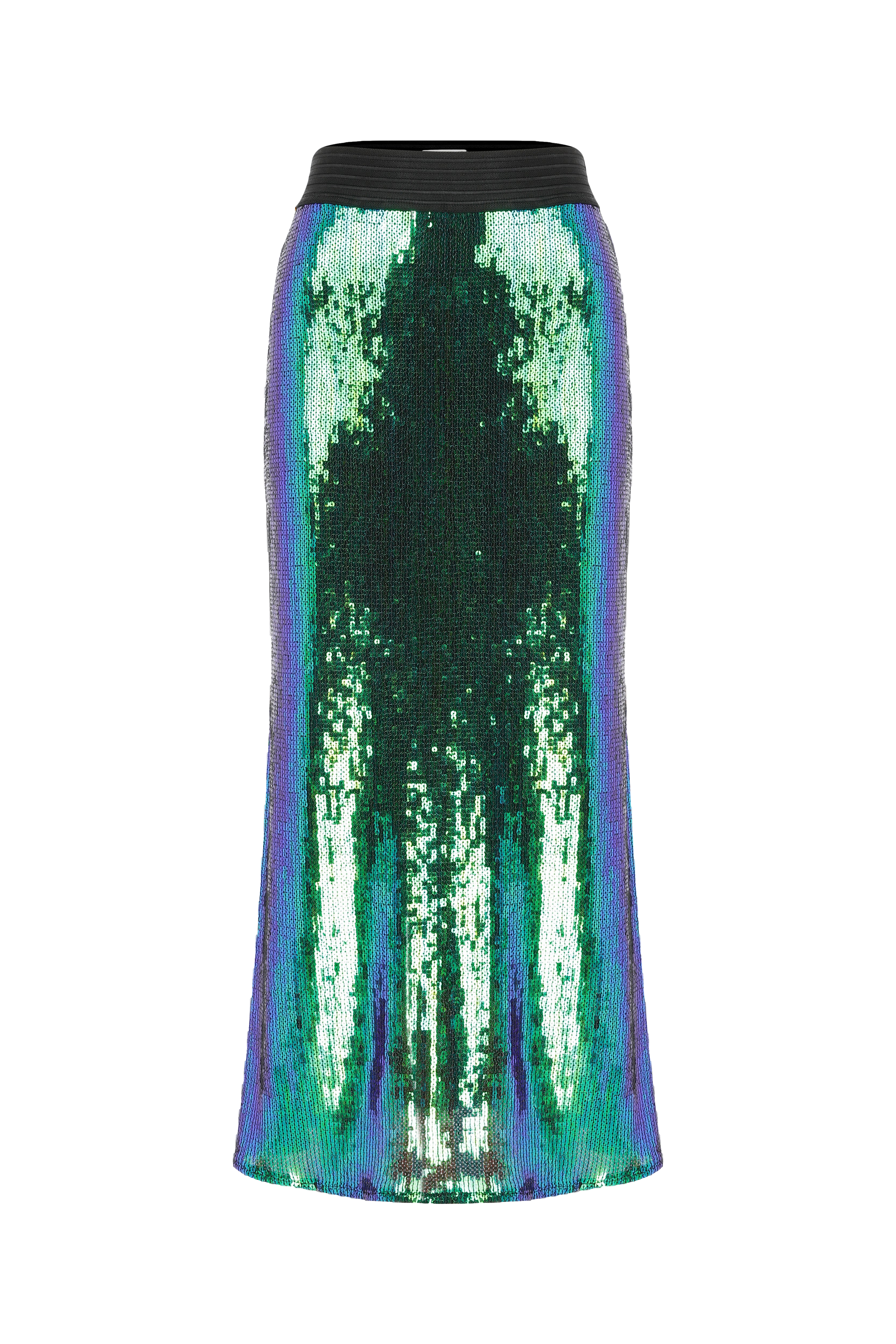 Nazli Ceren Joelle Sequin Maxi Skirt In Océan Bleu In Green