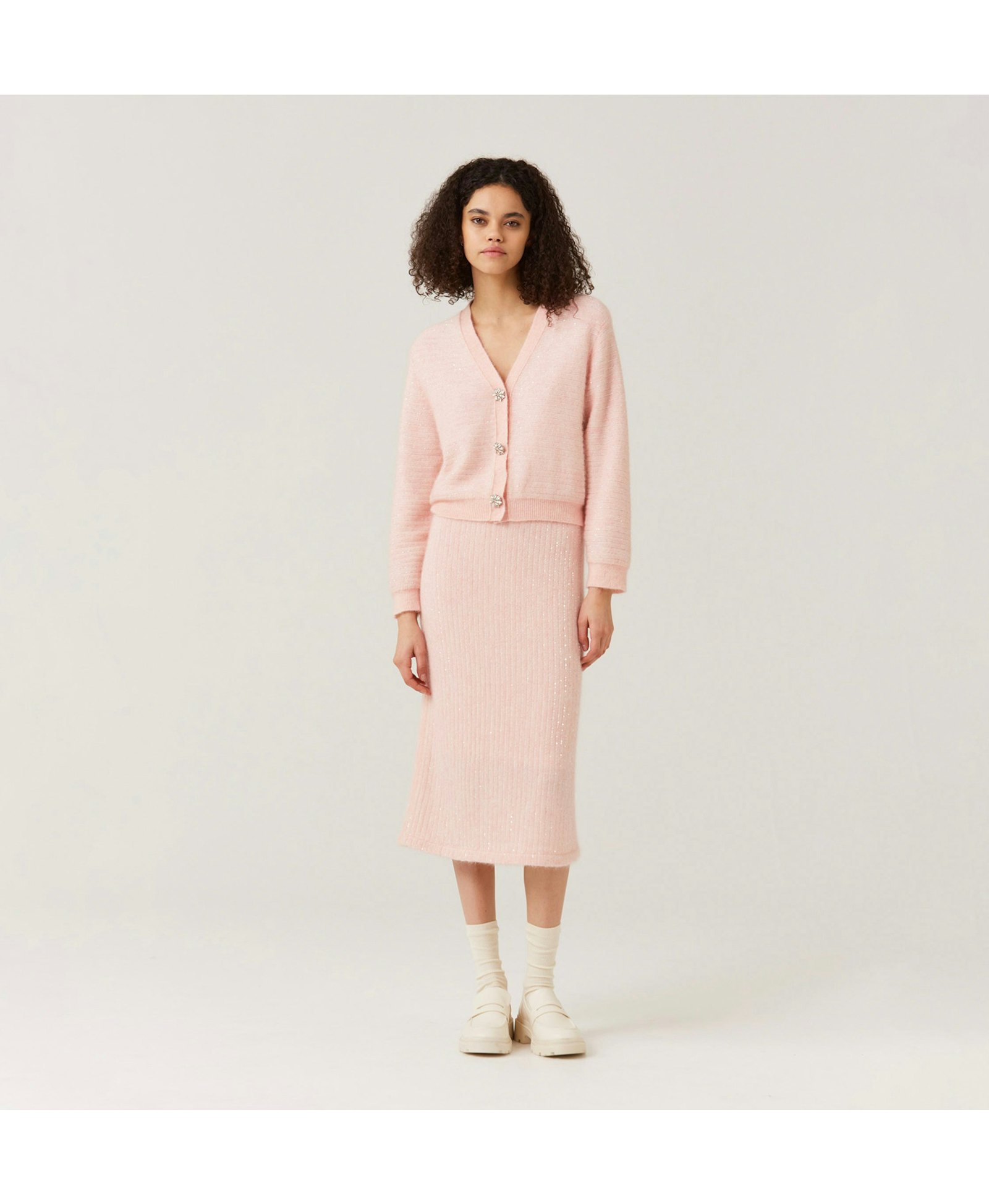 SEQUINED SHORT CARDIGAN in Pink made by CRUSH Collection