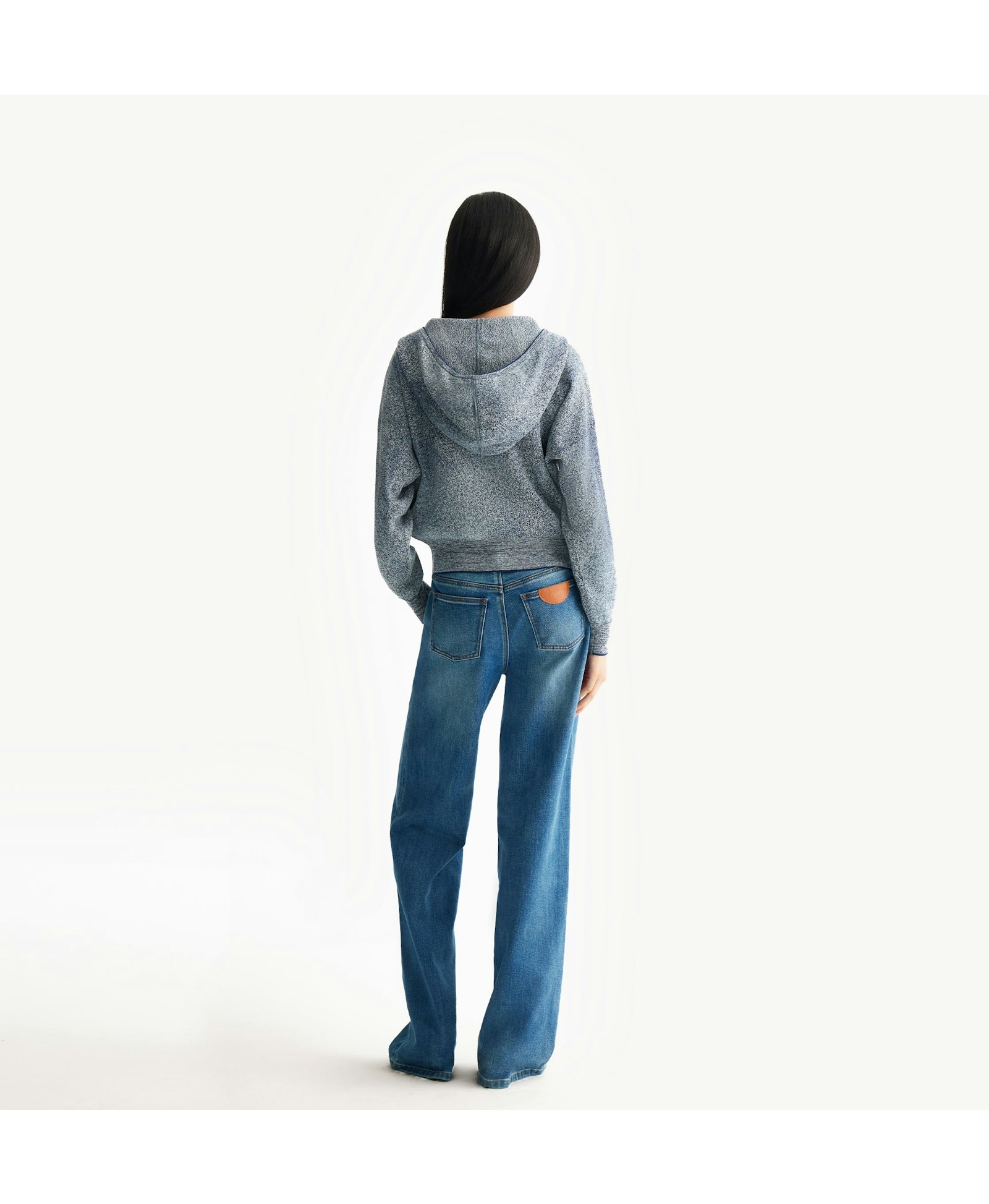 DENIM-LOOK HOODED CARDIGAN made by CRUSH Collection
