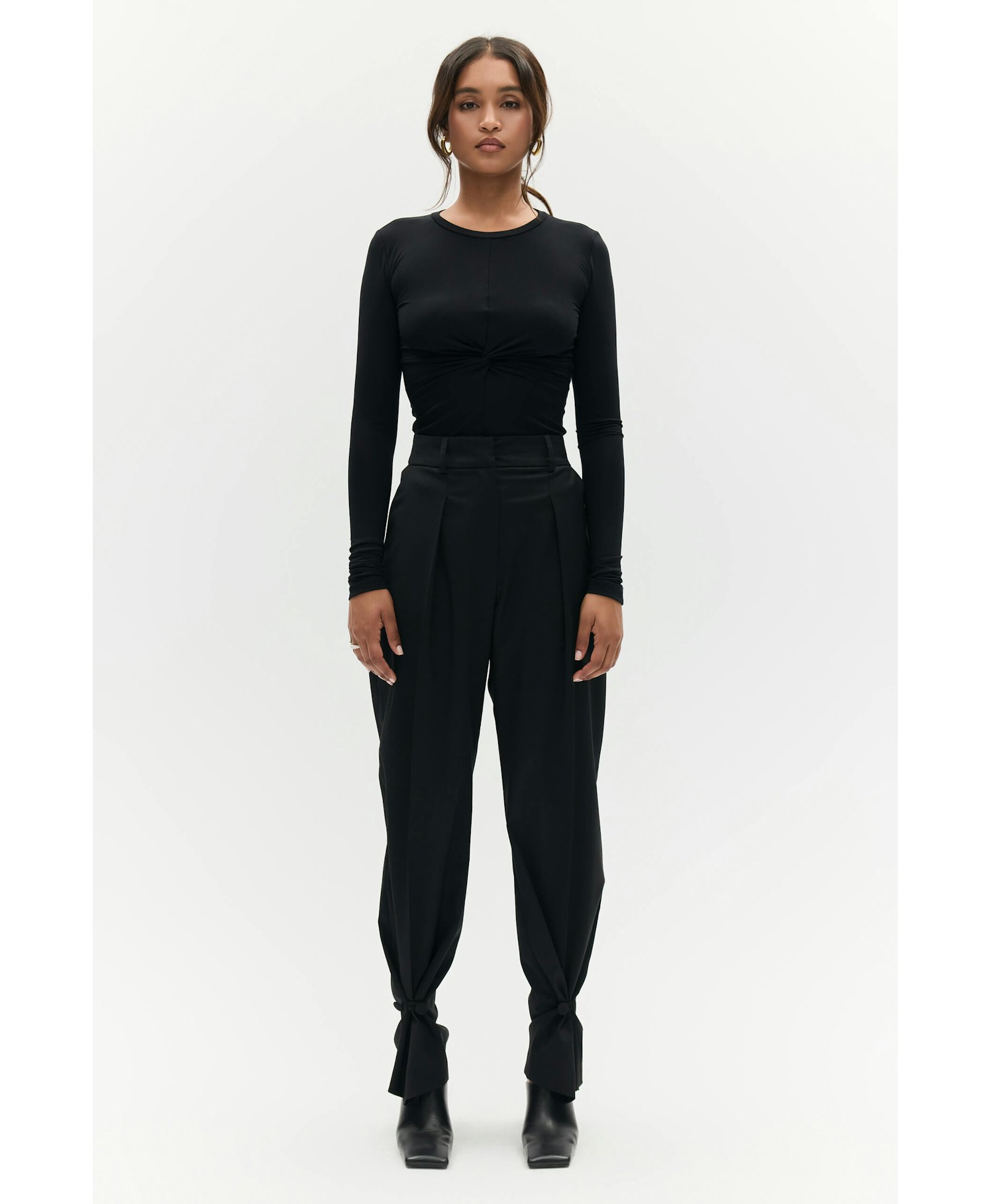 Black twisted blouse made by BENU Studio