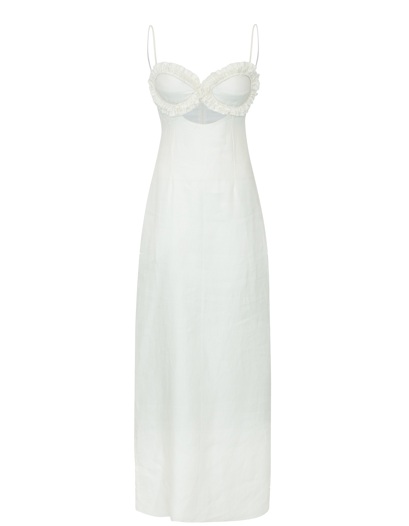 Shop Maet Sarah White Linen Dress With Ruffles