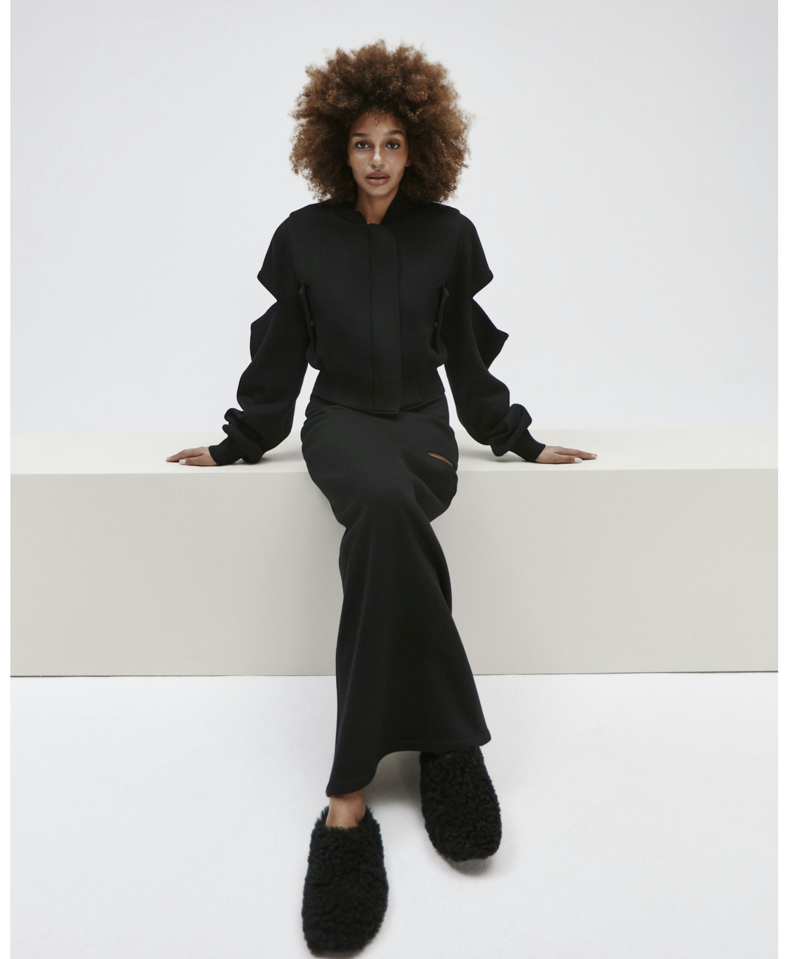 Long Skirt With A Cutout In Black made by YAVORSKA