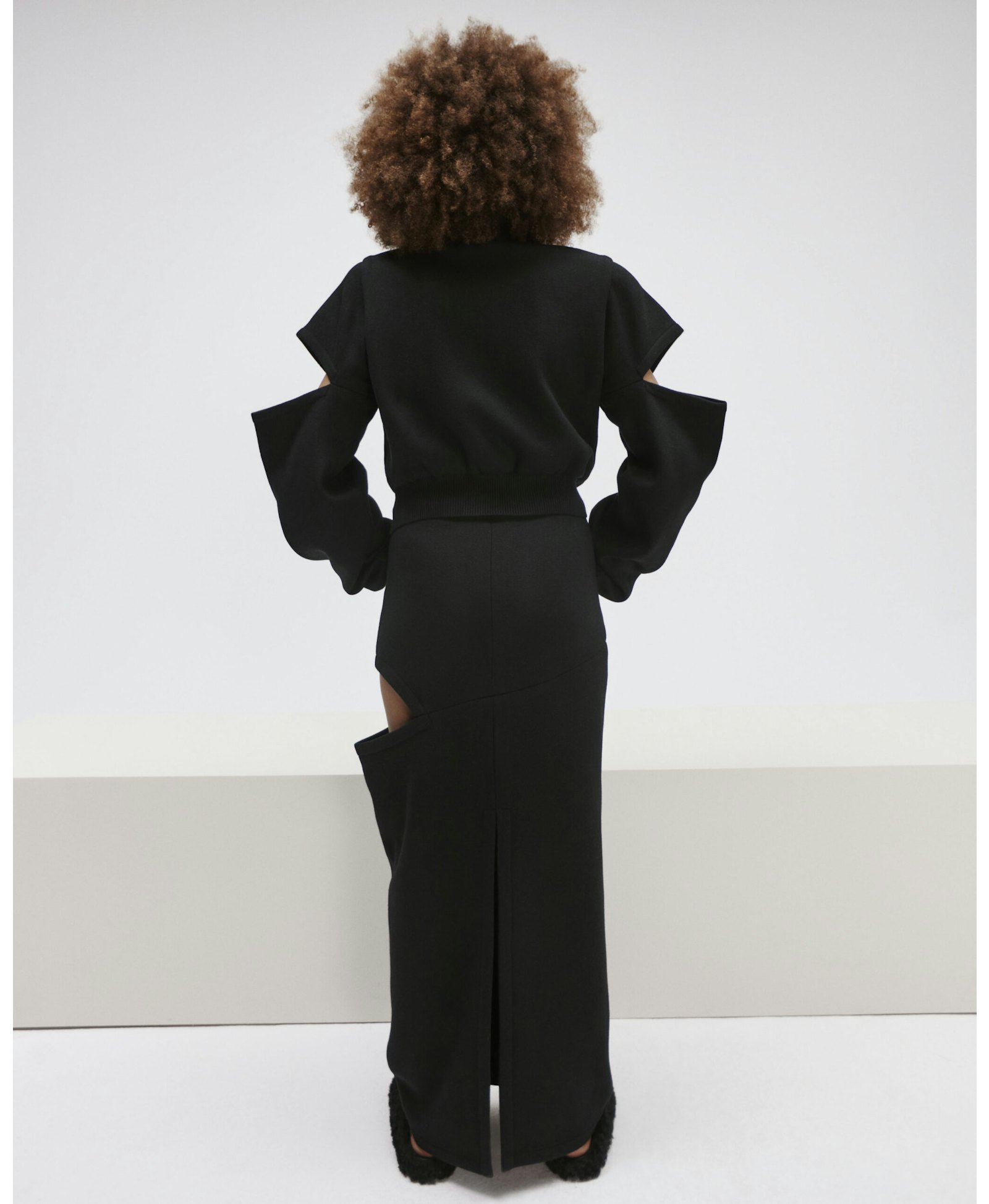 Long Skirt With A Cutout In Black made by YAVORSKA