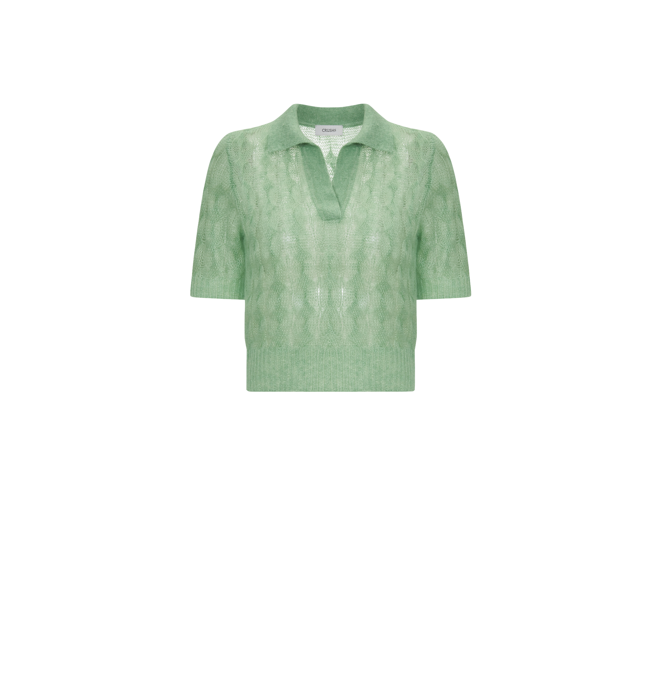 Crush Collection Sheer Mohair Short Sleeve Polo Shirt In Green