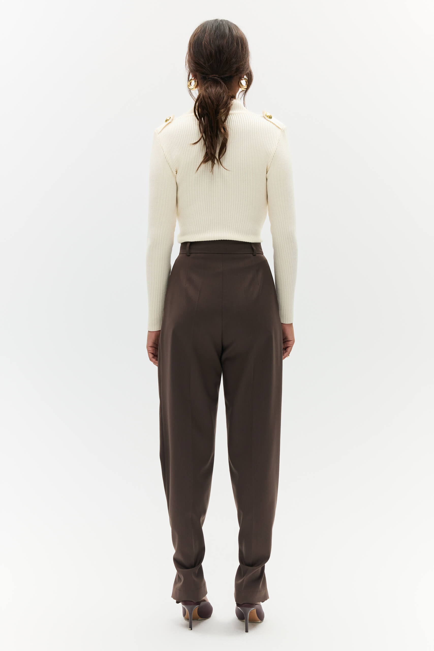 Shop Benu Studio Elegant Trousers, Fastened At The Bottom