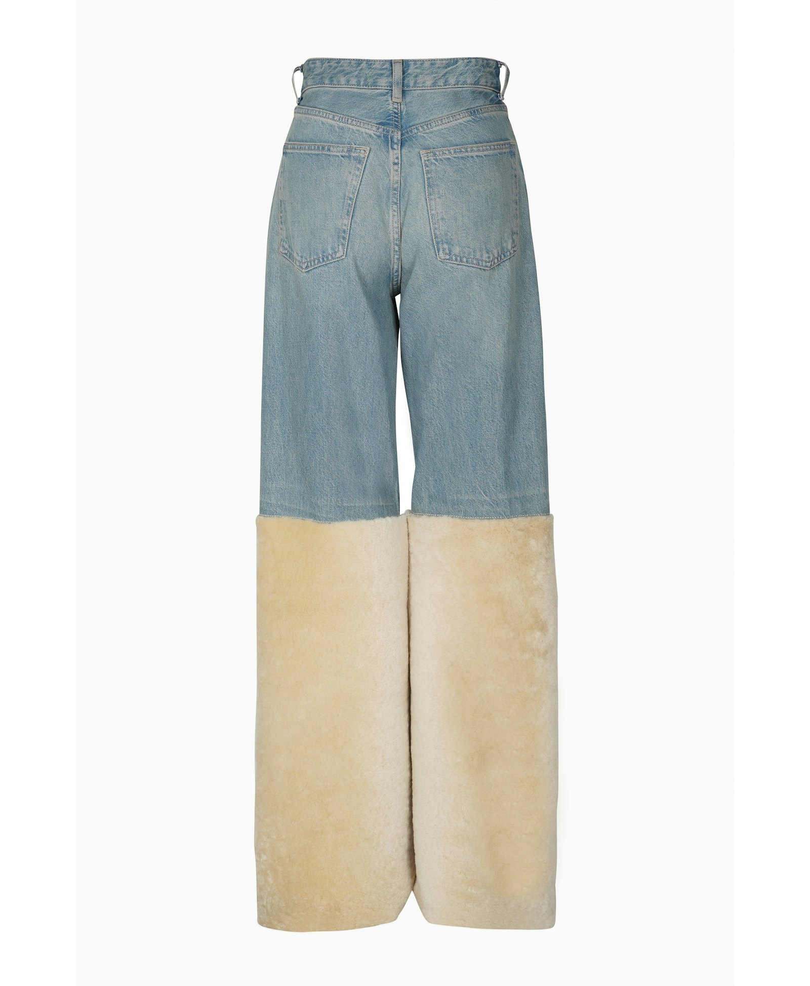 Upcycled Shearling Jeans made by Szabo Sihag