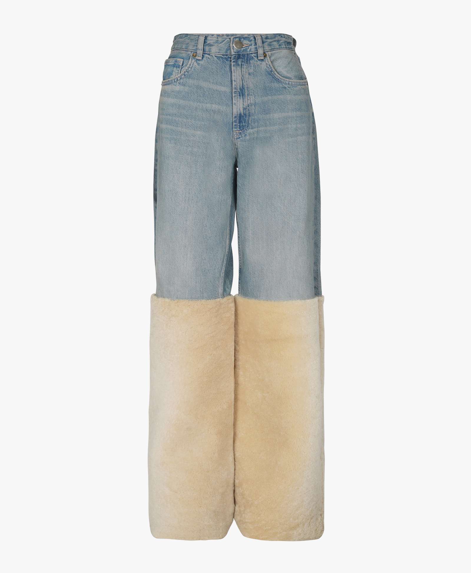 Upcycled Shearling Jeans made by Szabo Sihag