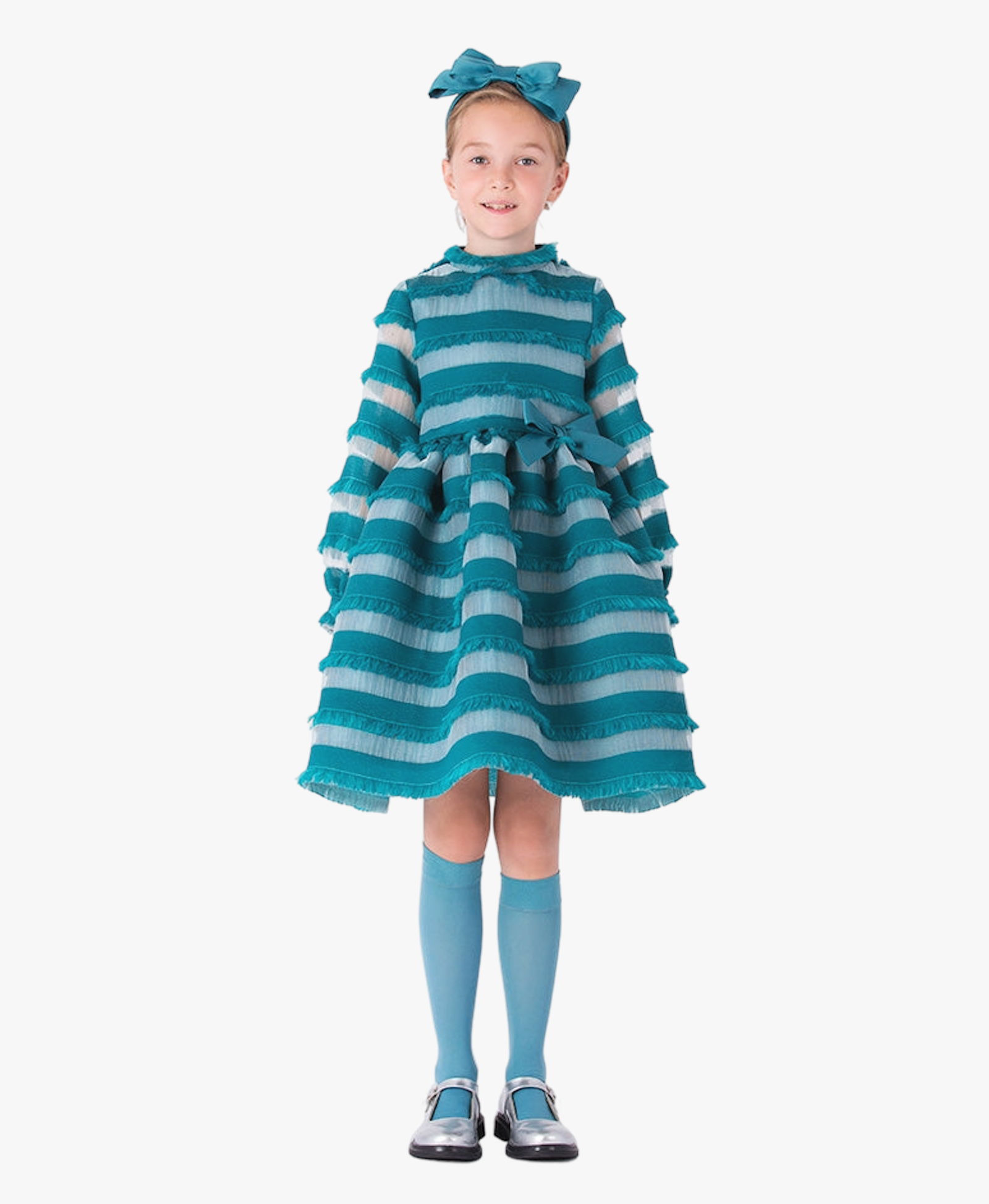 Feather Stripes Girls Dress made by Mama Luma