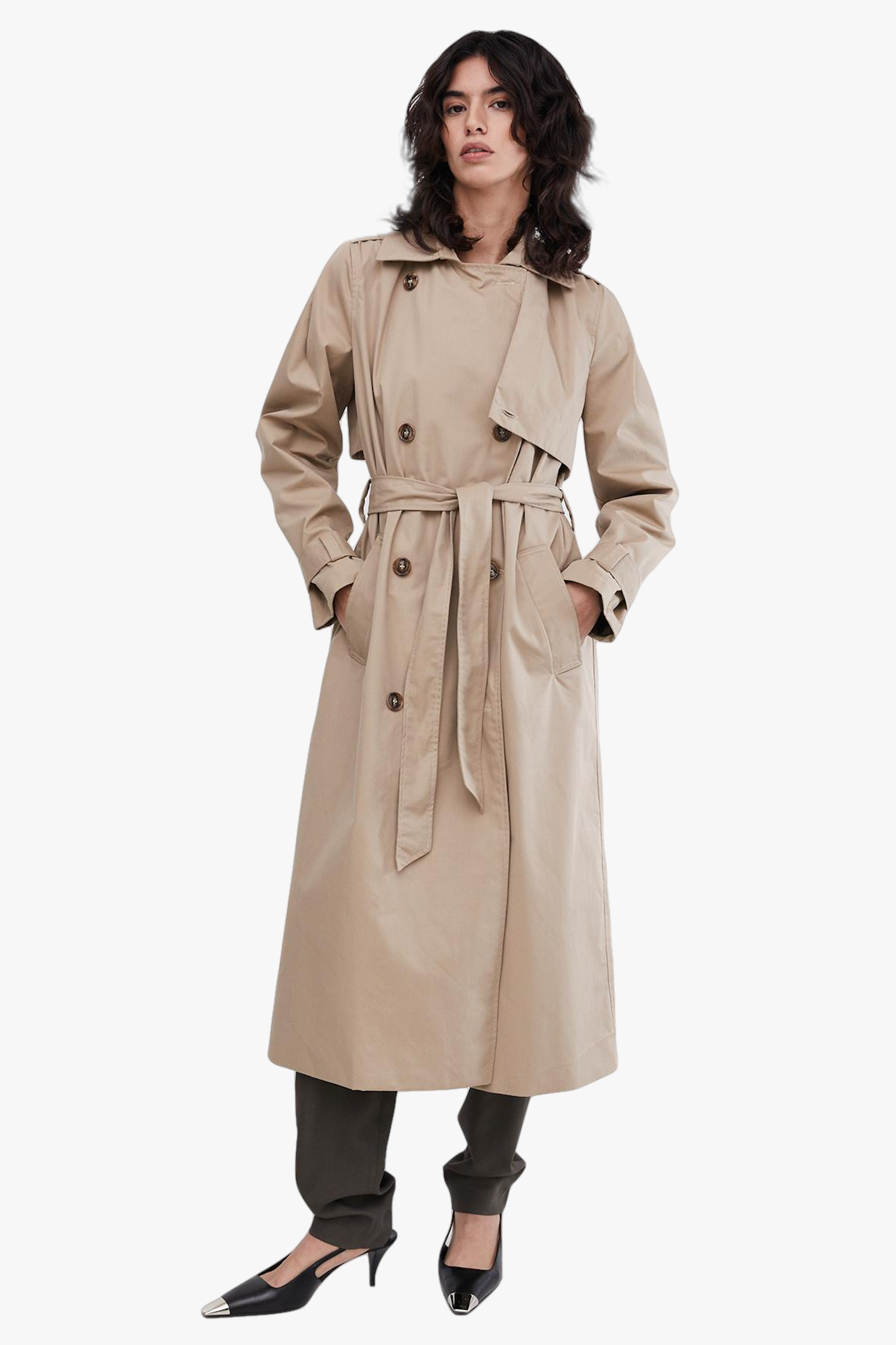 Jaded London Patchwork Vegan Leather Belted Trench Coat