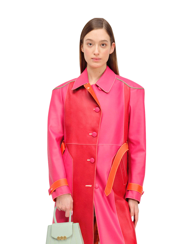 Mietis Wallis Trench Coat Red / Fuchsia In Multi Color