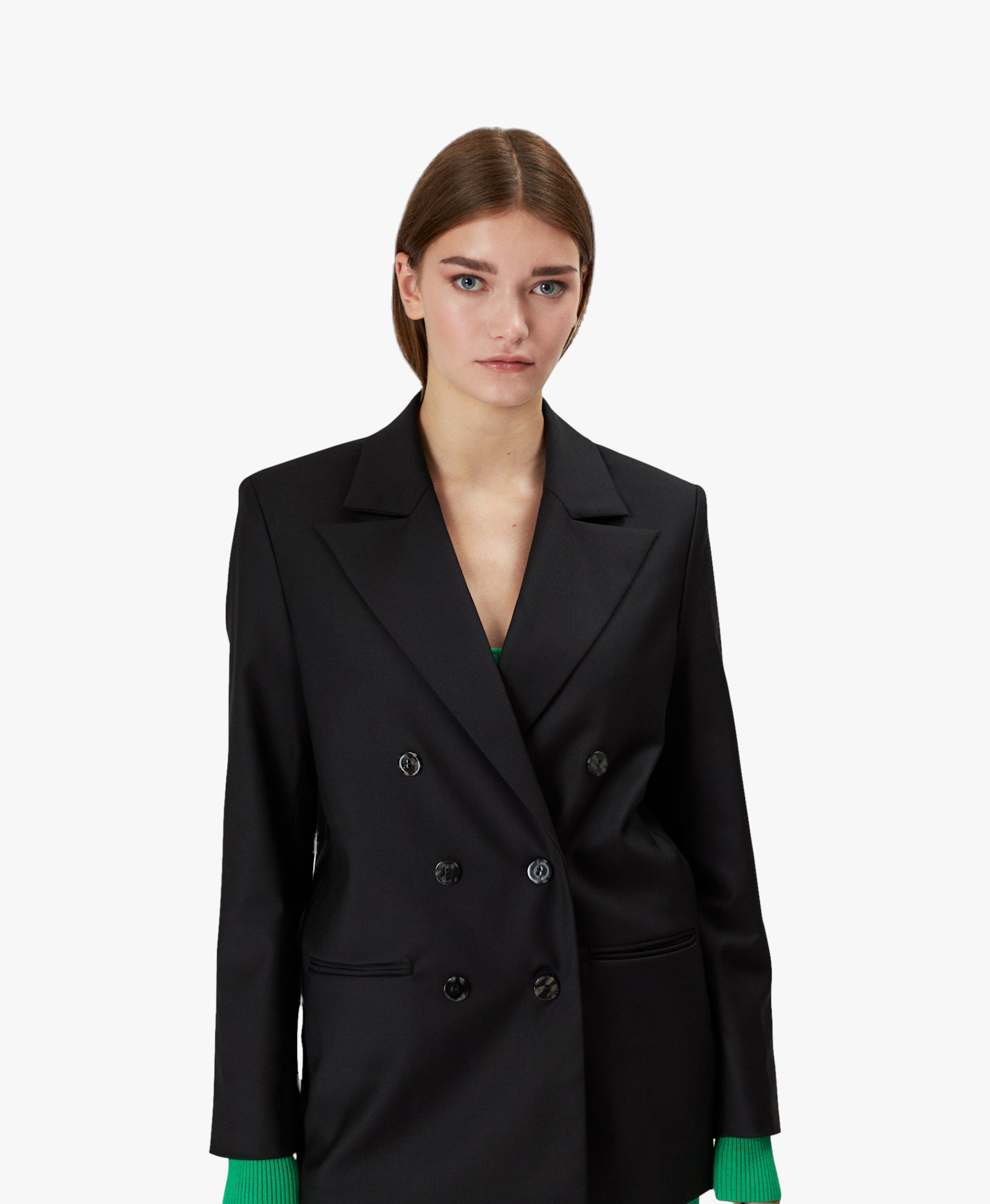 Hannah Wool Blazer in Black made by AÉRYNE