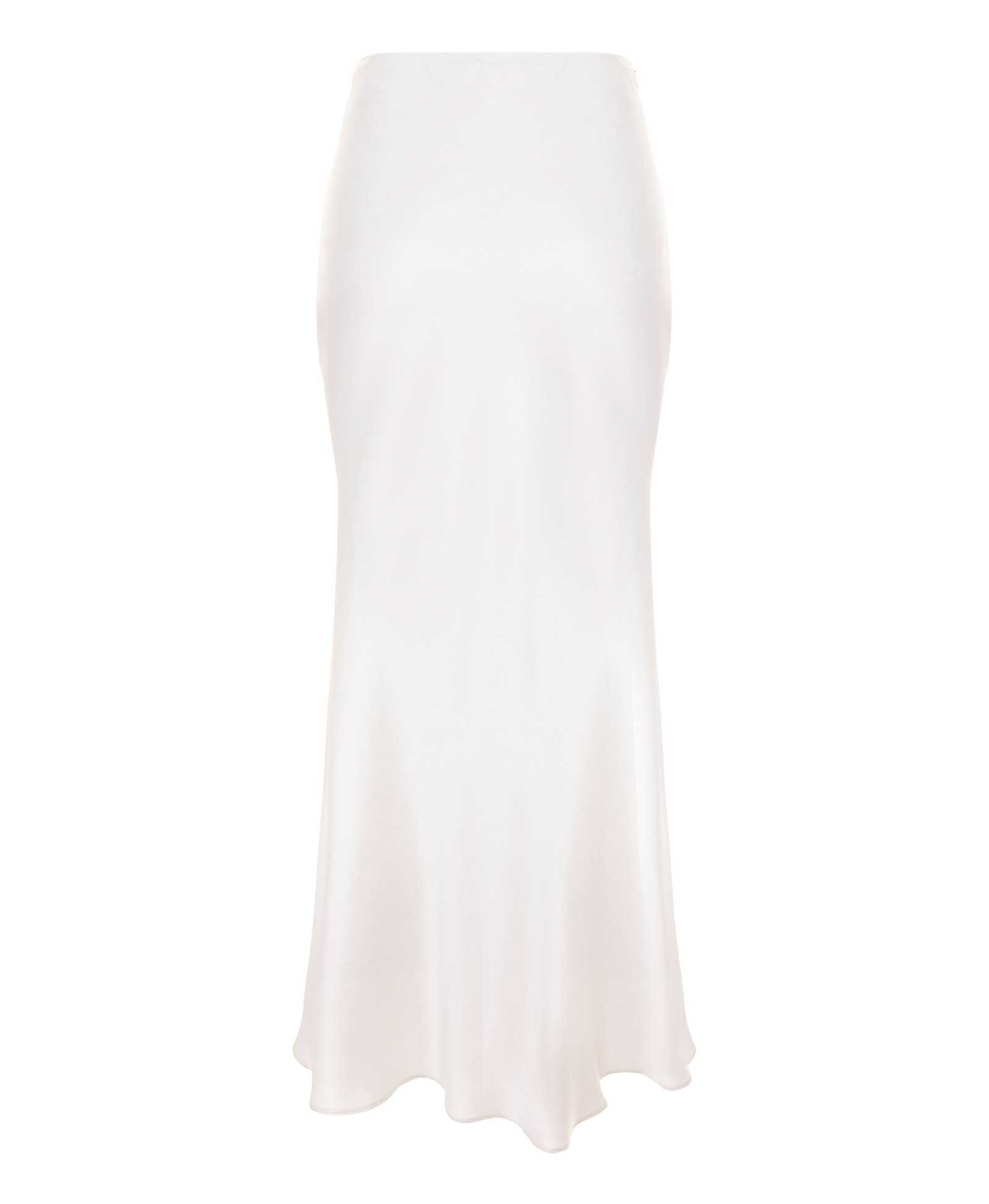 High-Rise Satin Silk Slip Skirt in White made by Aureliana