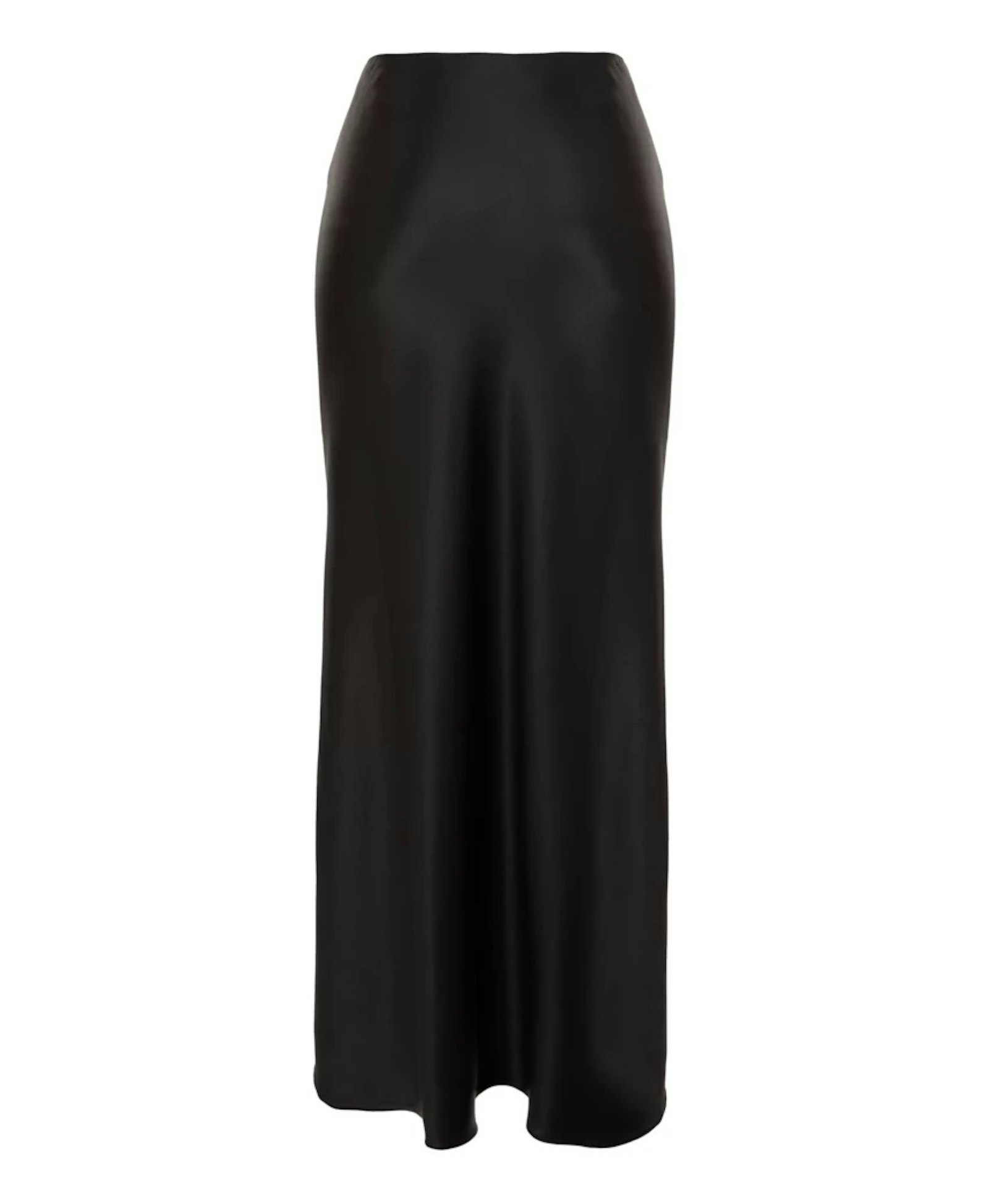 High-Rise Satin Silk Slip Skirt in Black made by Aureliana