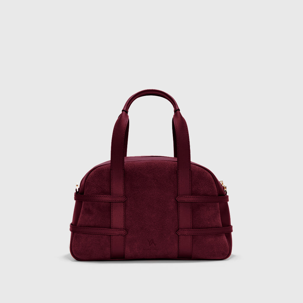 Shop Yliana Yepez Medium Francesca Suede Braided Bordeaux Satchel