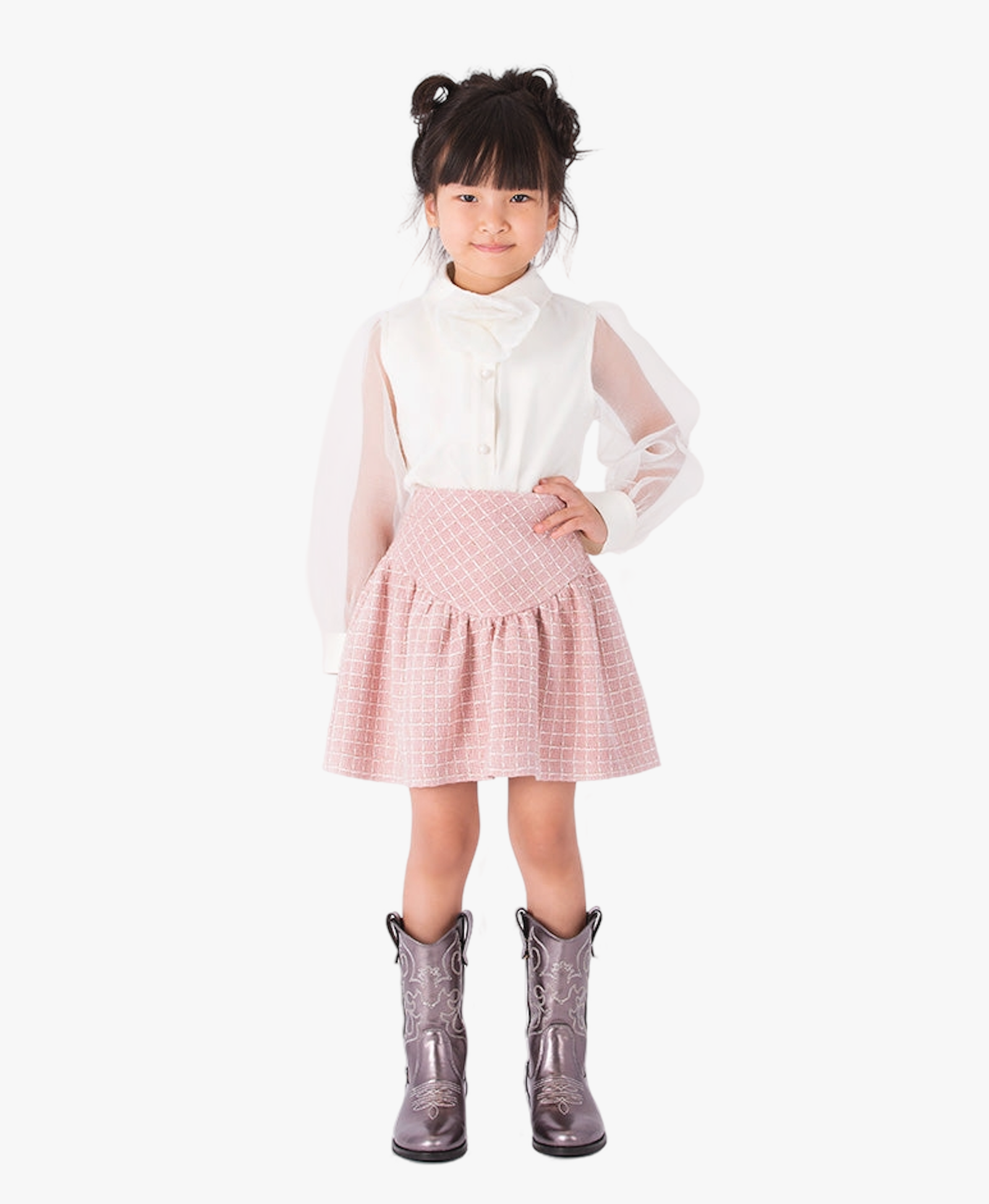 3D Rose Appliqué Girls Blouse made by Mama Luma