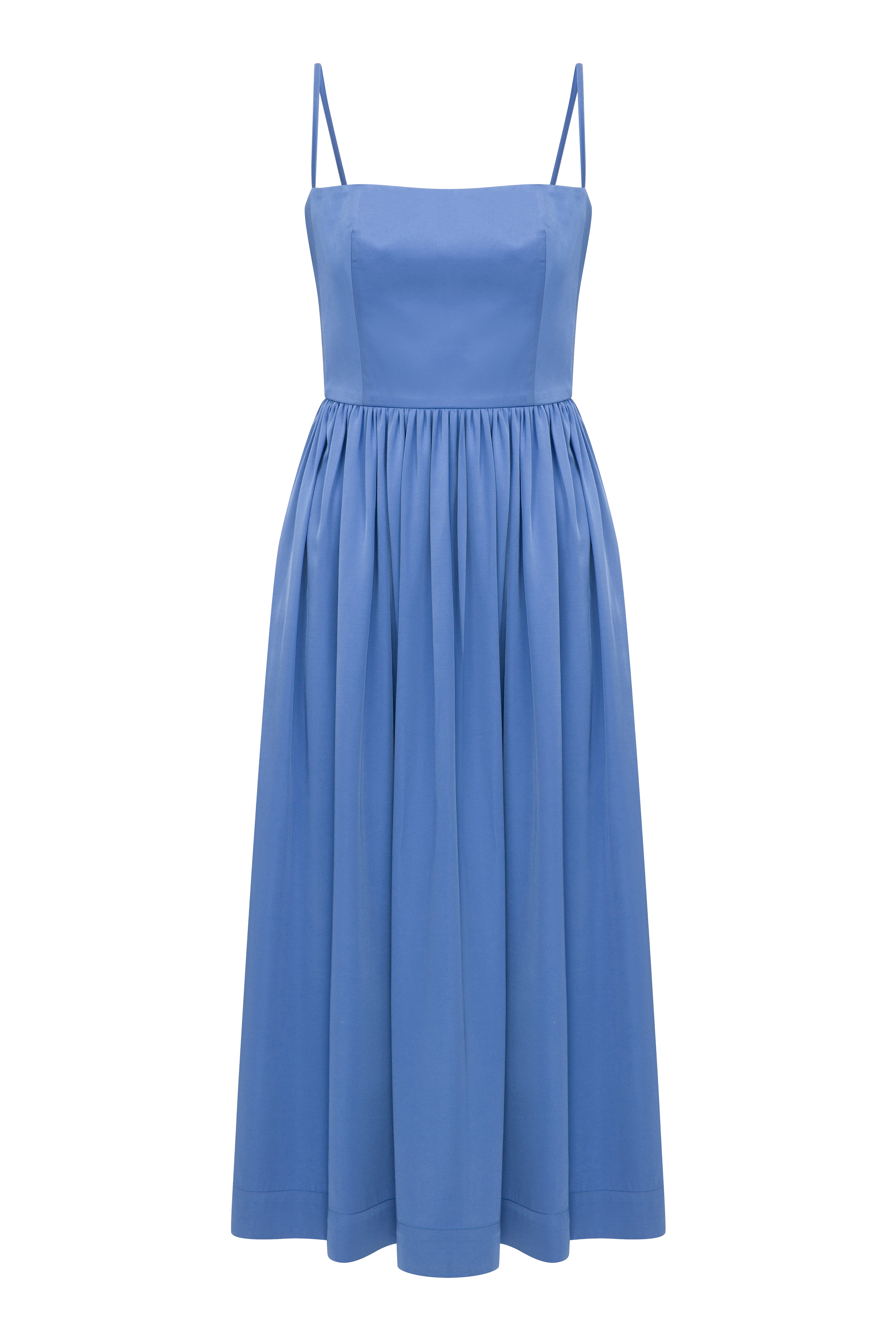 Nazli Ceren Liette Satin Midi Dress In Ultramarine In Blue