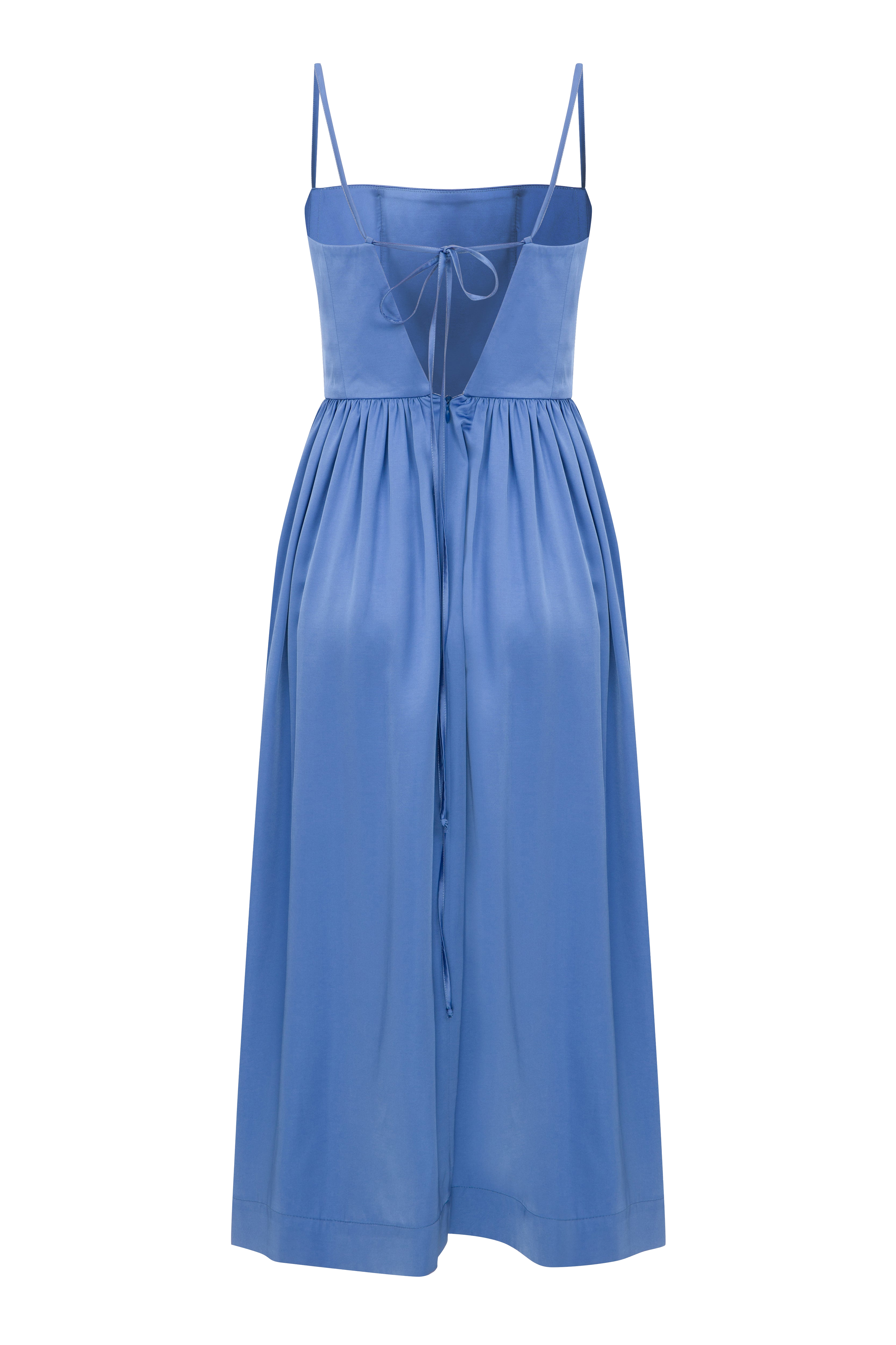 Shop Nazli Ceren Liette Satin Midi Dress In Ultramarine