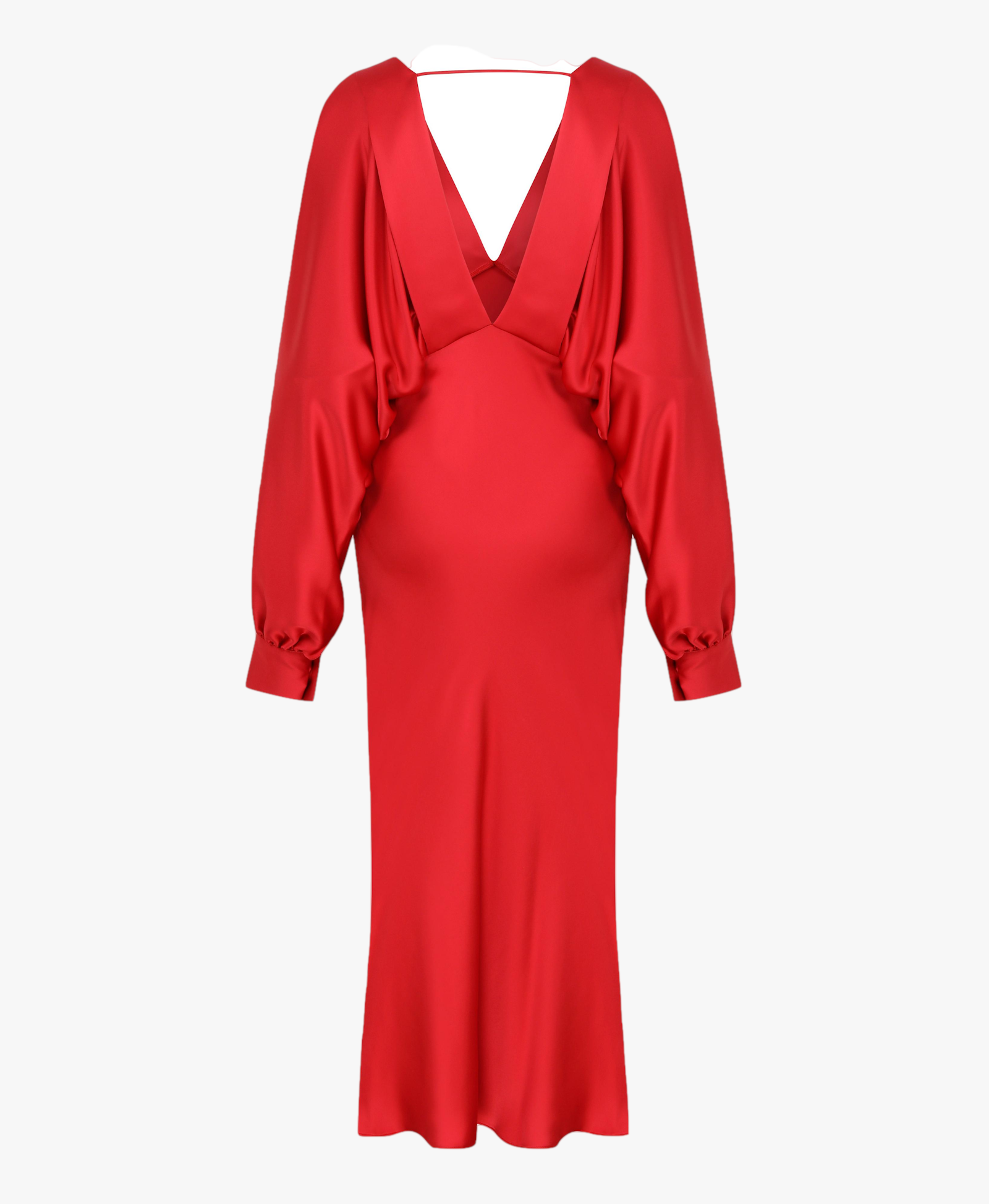 Mila V Neck Satin Dress in Rouge made by Nazli Ceren