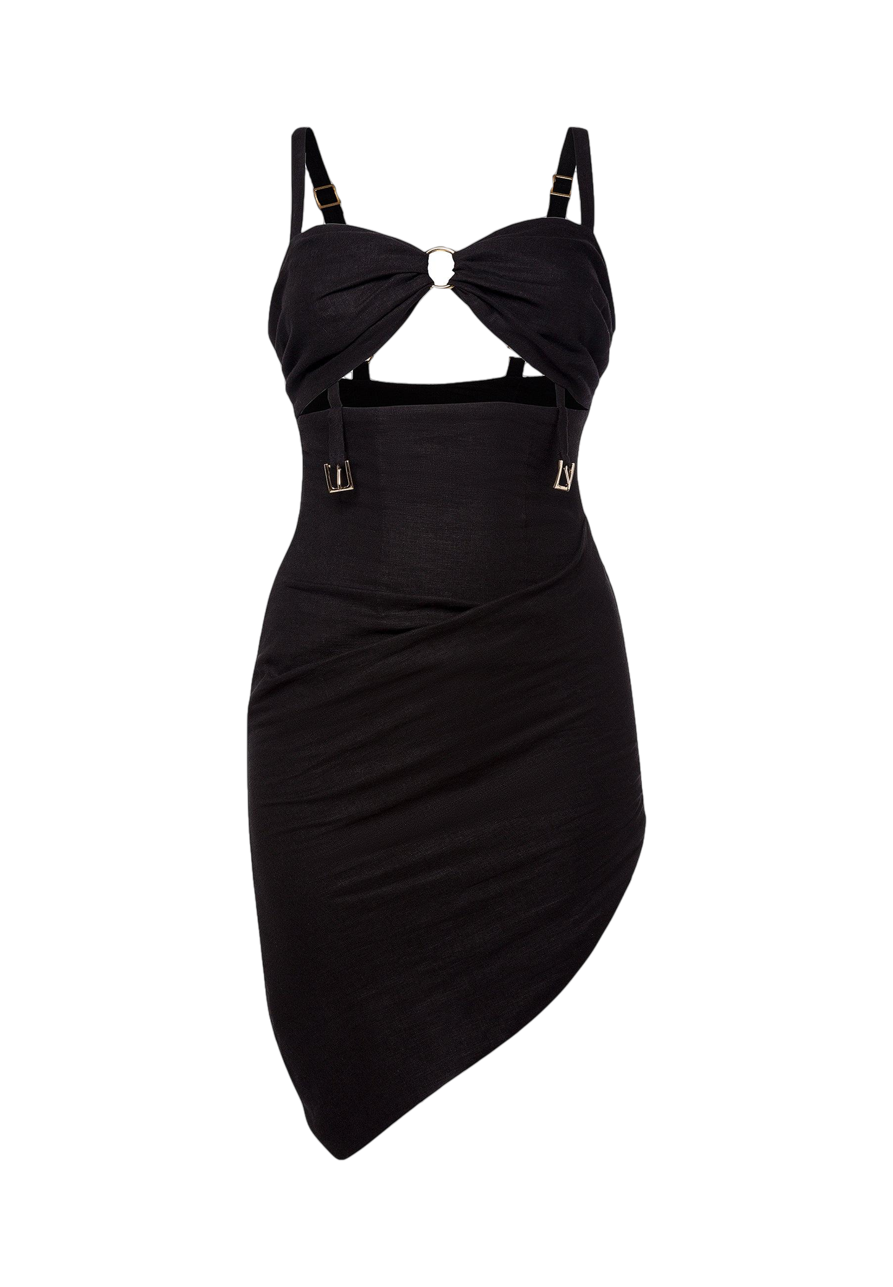 Divalo Raisa Black Linen Cut-out Dress