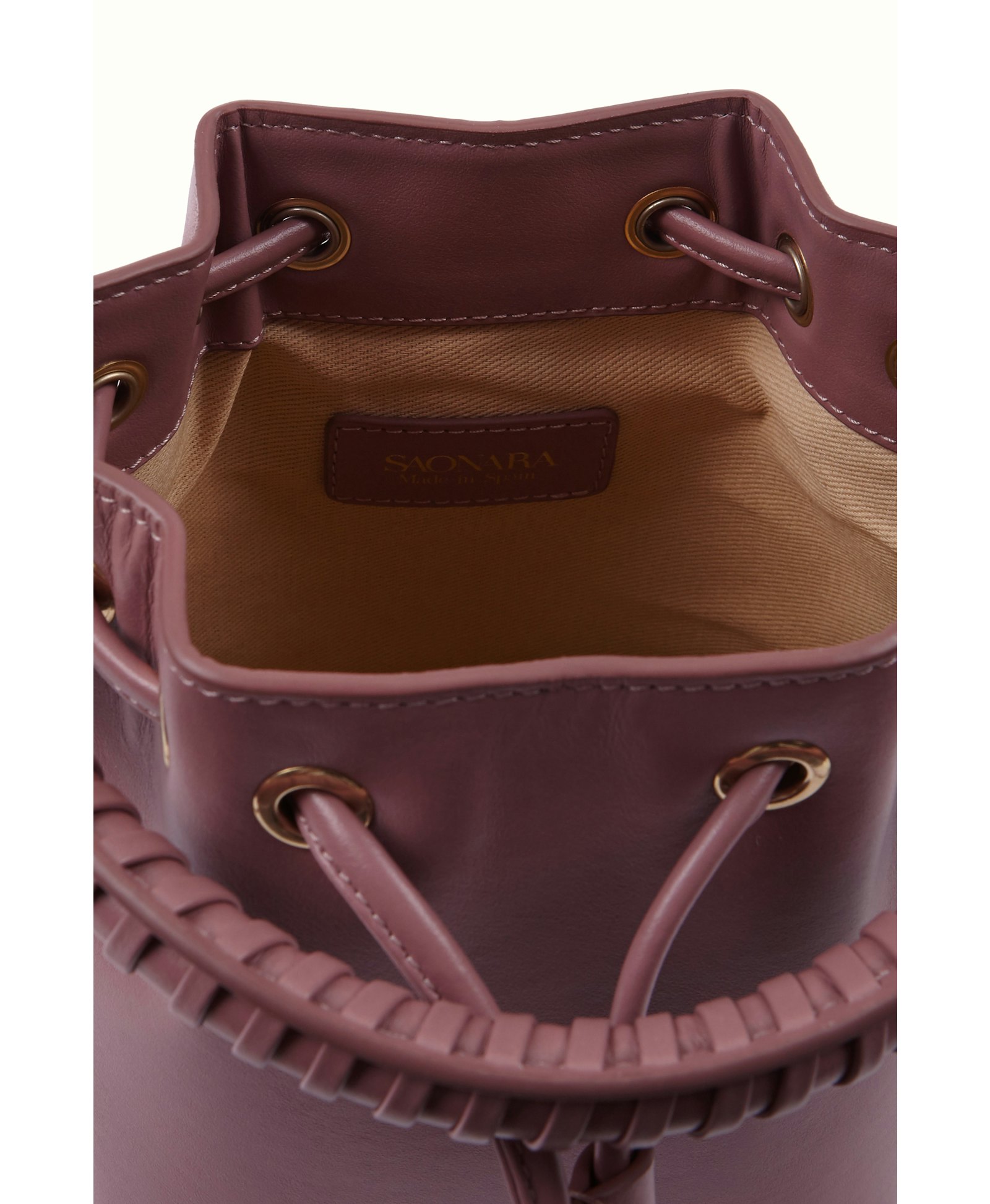 SAONARA MINI BUCKET PINK LEATHER made by Saonara